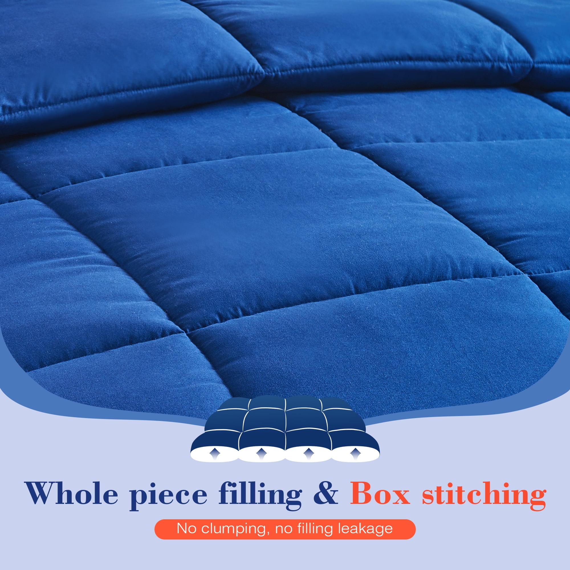 Mosluna Queen Comforter Set, 3-Piece Quilted Bedding with 2 Pillow Shams, All-Season Down Alternative (Navy Blue, 88 in x 88 in) rd9bg