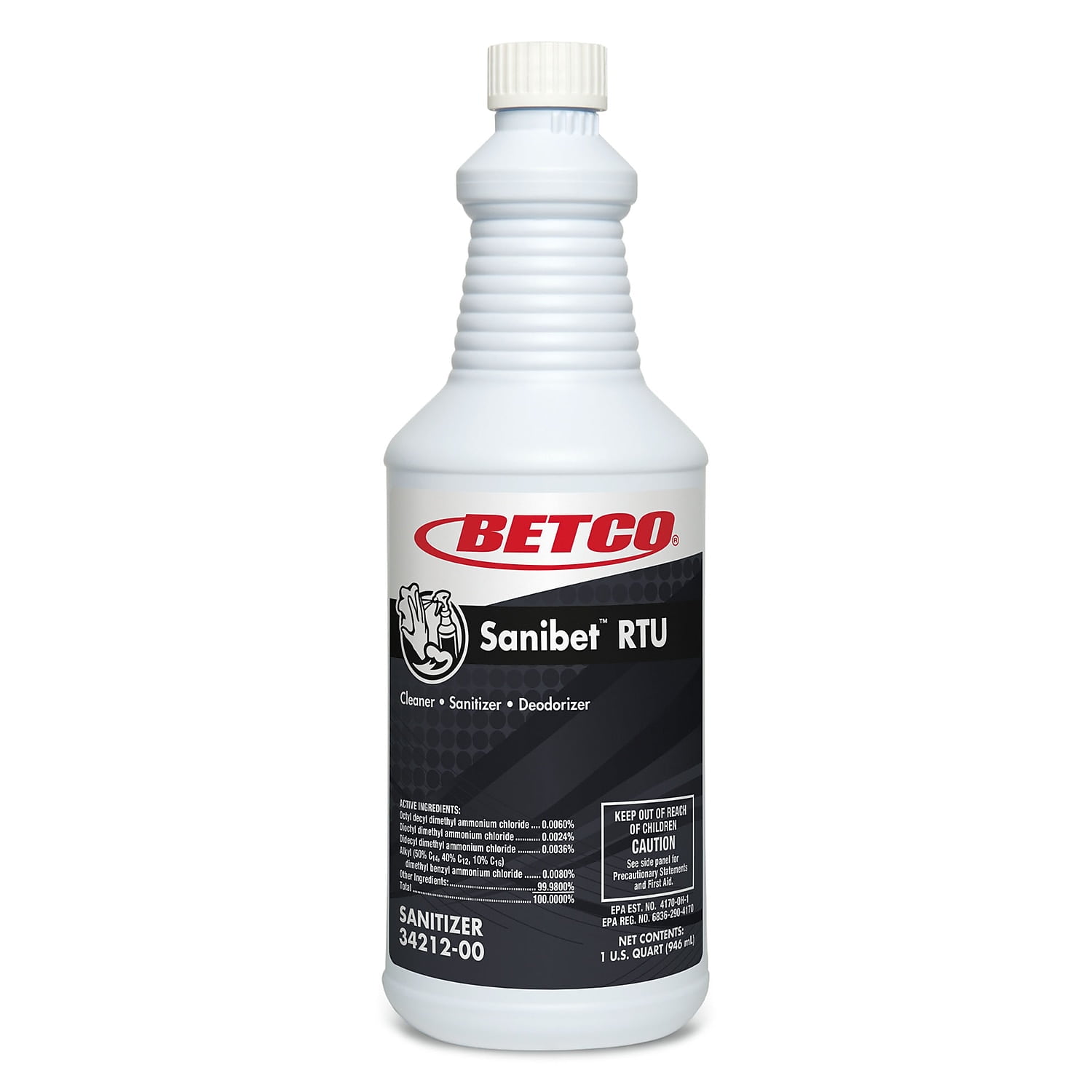 Betco Sanibet RTU Sanitizer and Surface Cleaner (Unscented, 32 fl oz) 9m5l2