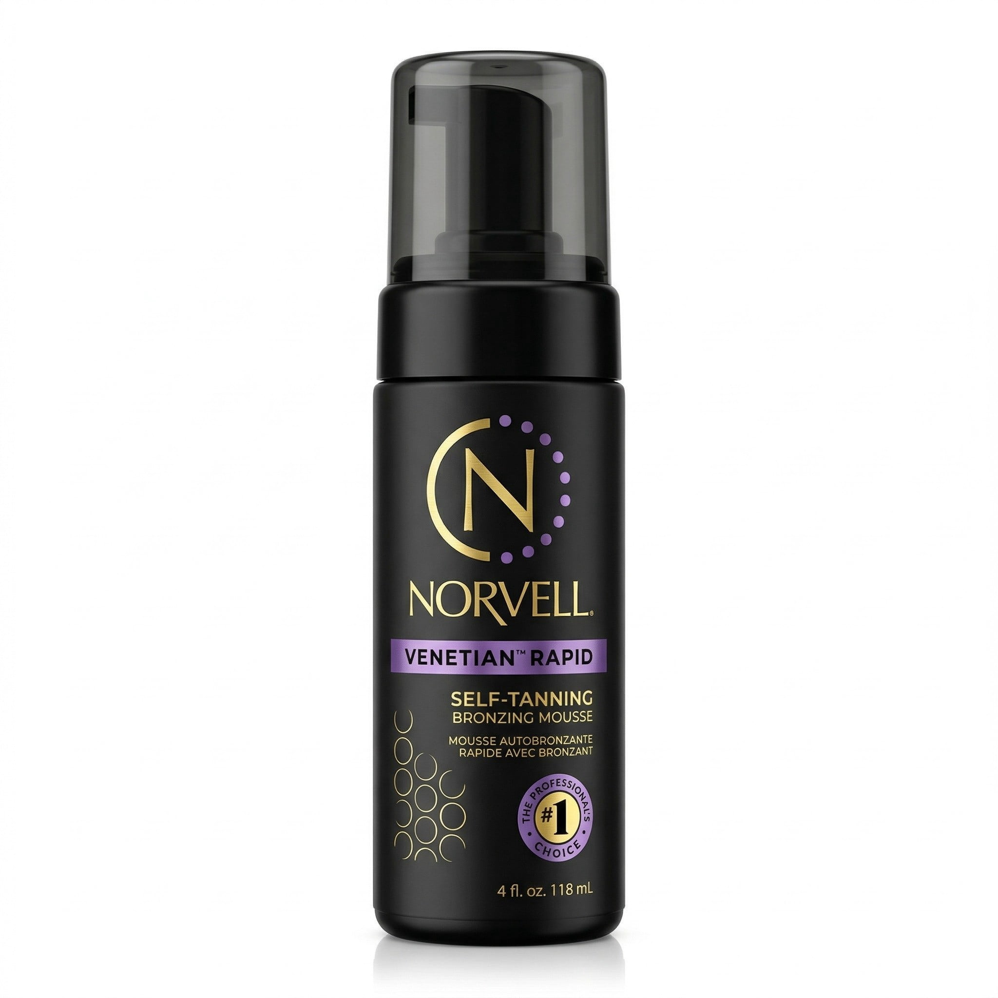 Norvell Venetian Self-Tanning Rapid Mousse, Violet Undertone Bronzer for Face and Body (4 fl oz) e2es4