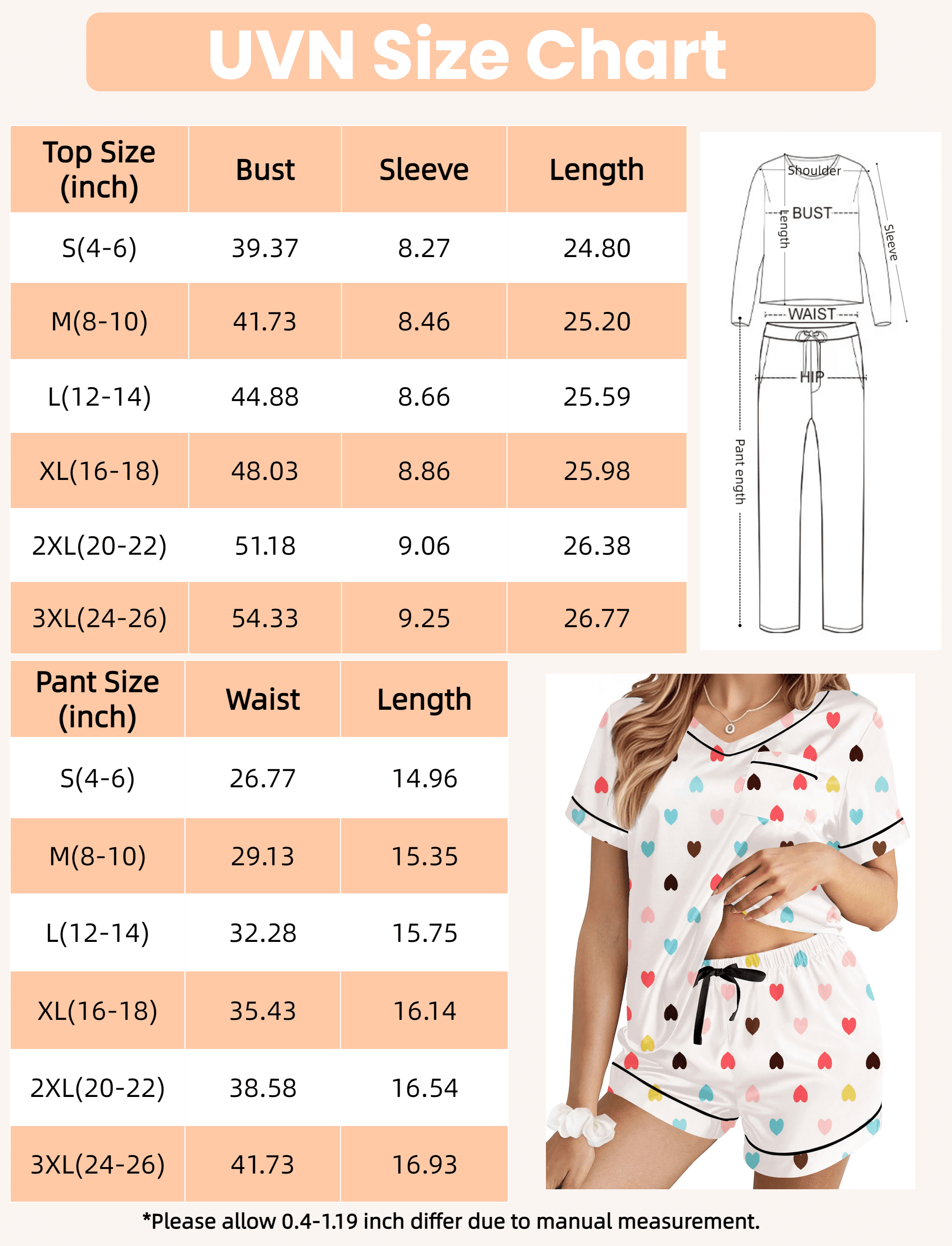 UVN Womens Satin Pajama Set Short Sleeve V-Neck Sleepwear Loungewear (White, S-2XL) wsncq
