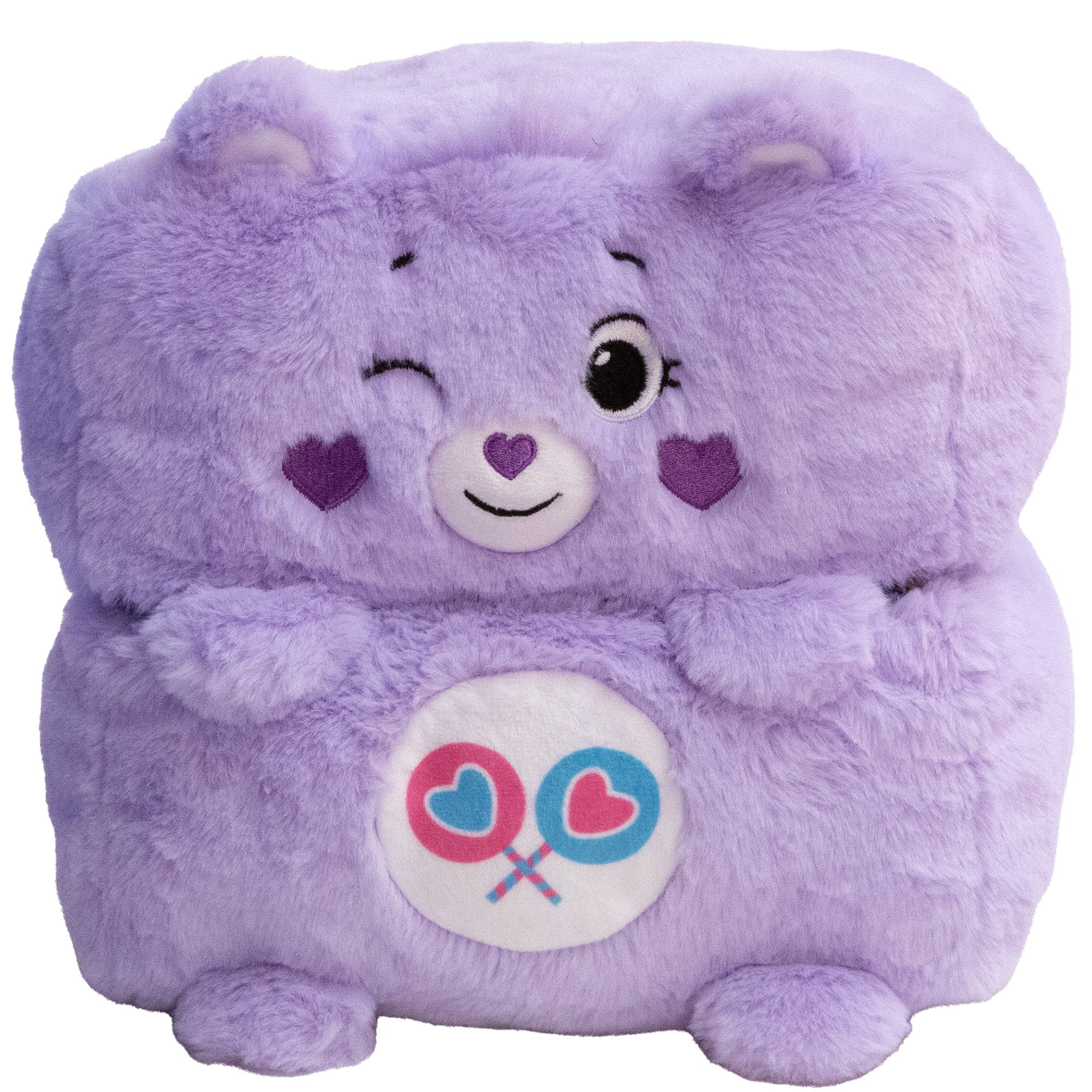 Happy Nappers Care Bears Pop N' Play Cube Share Bear Plush Pillow (Purple, 10 in) jgr45