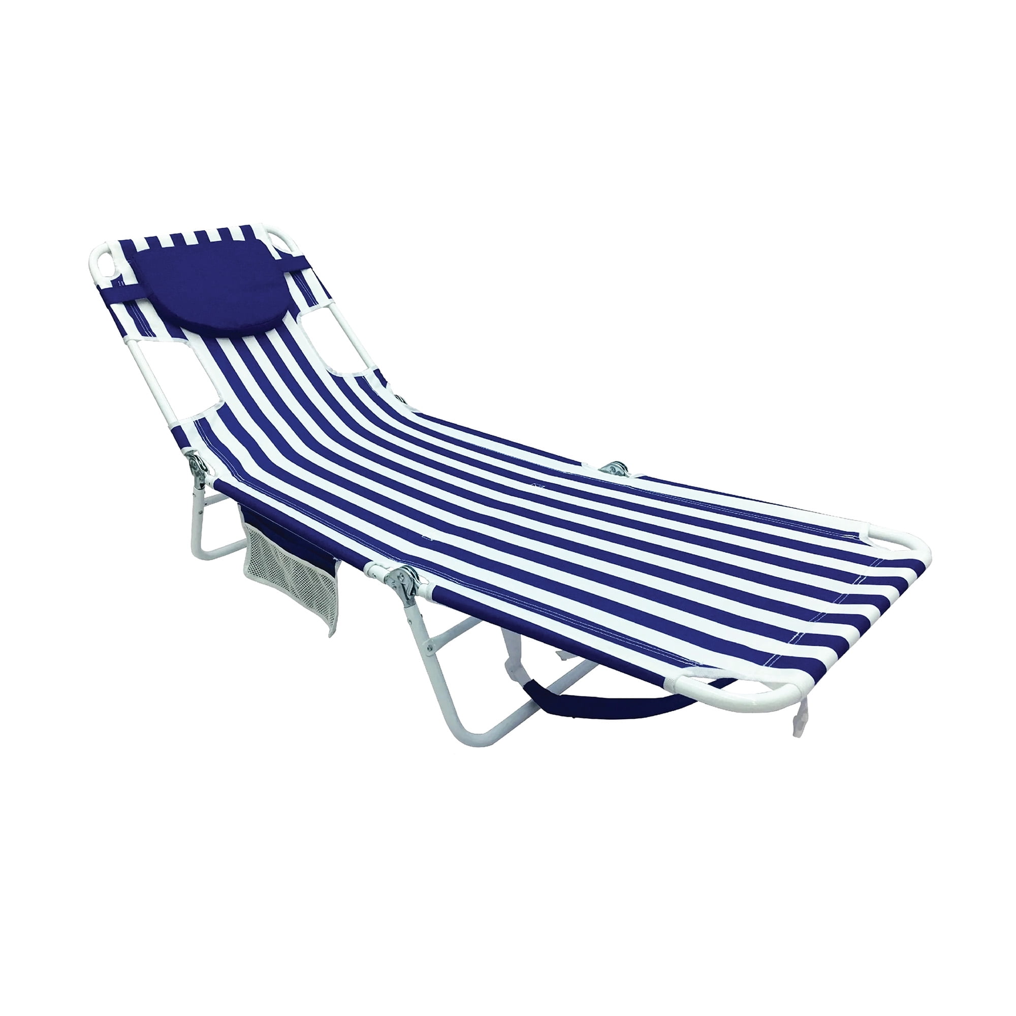 Mainstays Folding Backpack Beach Lounger with Face-Down Design (Blue & White Stripe, 72 in x 22 in) ekohd - Image 2