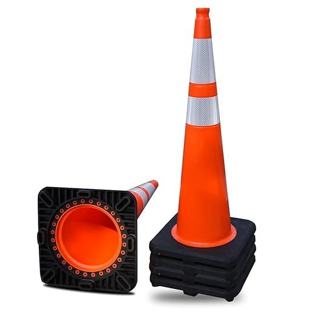BESEA 36 in PVC Traffic Safety Cones, High-Visibility Reflective Road Markers for Construction and Parking (Orange, 6 Pack) fq1y1