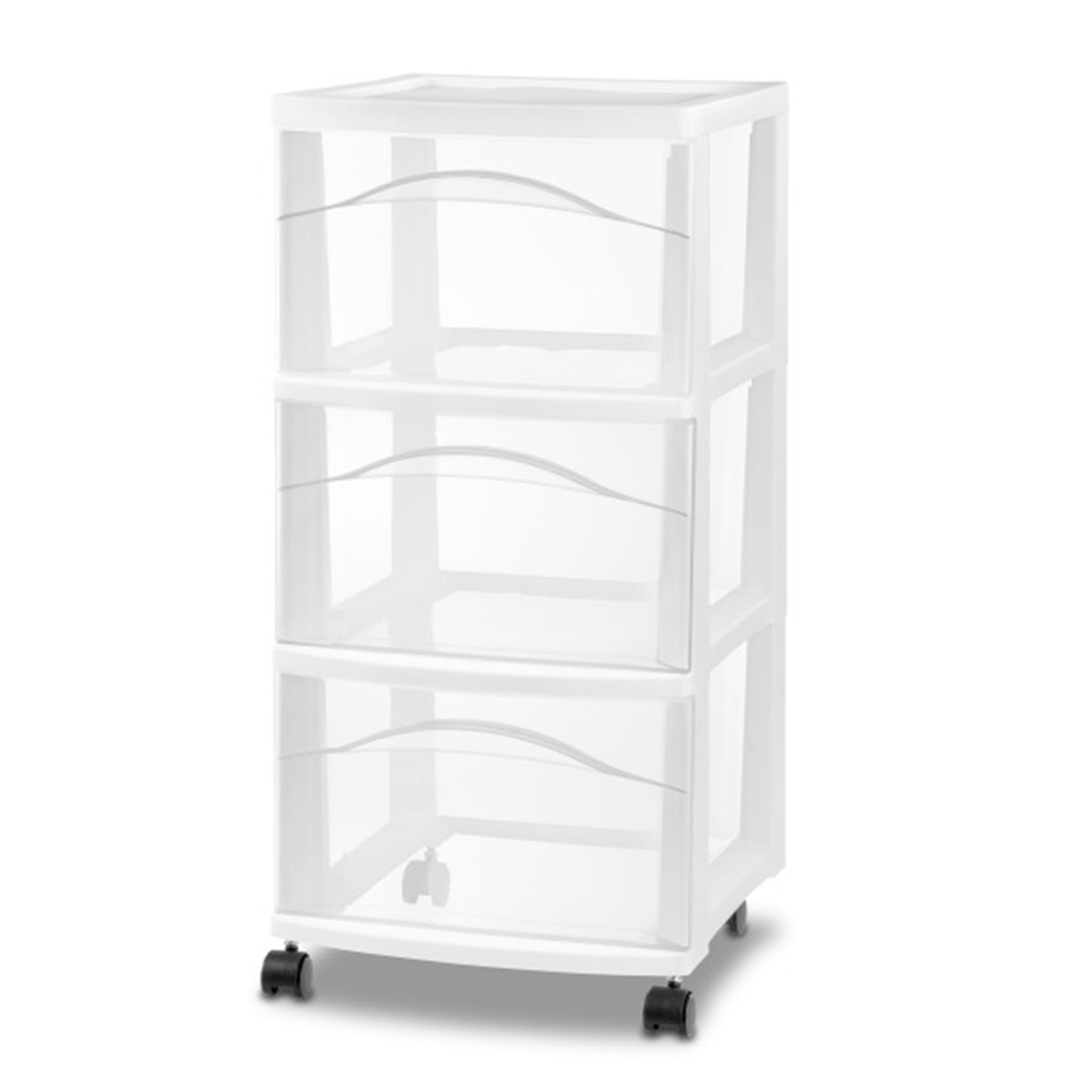 Sterilite 3 Drawer Rolling Storage Cart, Plastic Home Organizer with Smooth-Glide Casters (White, 2 Pack, 14.625 in x 12.625 in x 24.5 in) wl53a