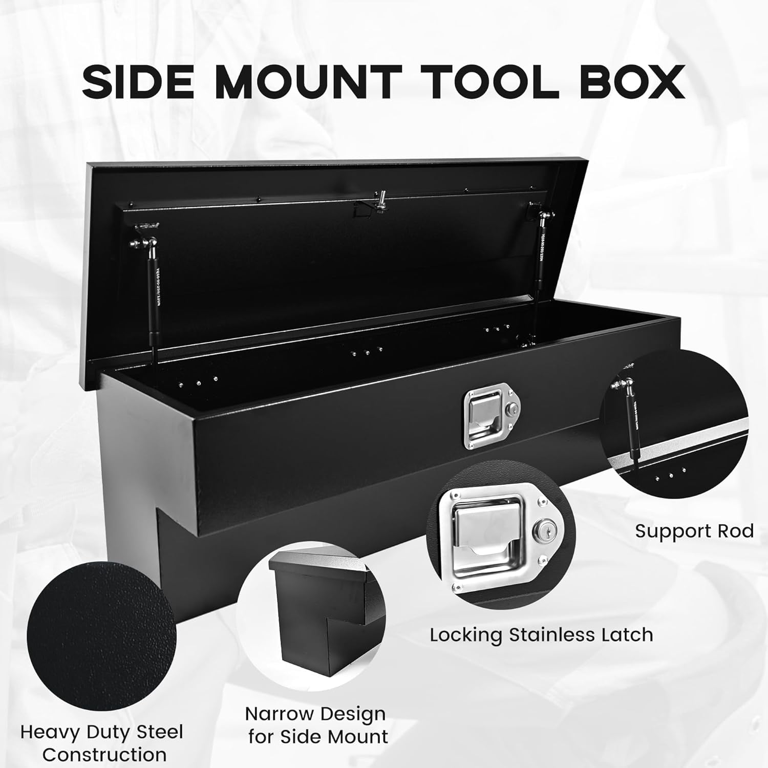 Vigorighter Steel Side Mount Truck Tool Box, Heavy-Duty Pickup Rail Storage with Lock and Keys (Black, 36 in x 12 in x 12.5 in) gq2nt