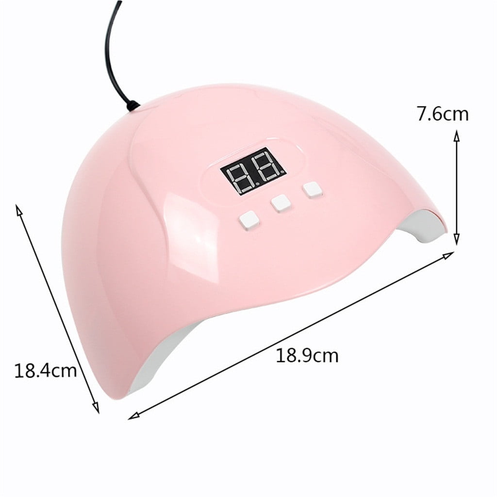 JUPAOPON 54W UV LED Nail Dryer Lamp for Gel Polish with Auto Sensor (Pink, 7.1 in x 6.3 in x 2.0 in) d8vth