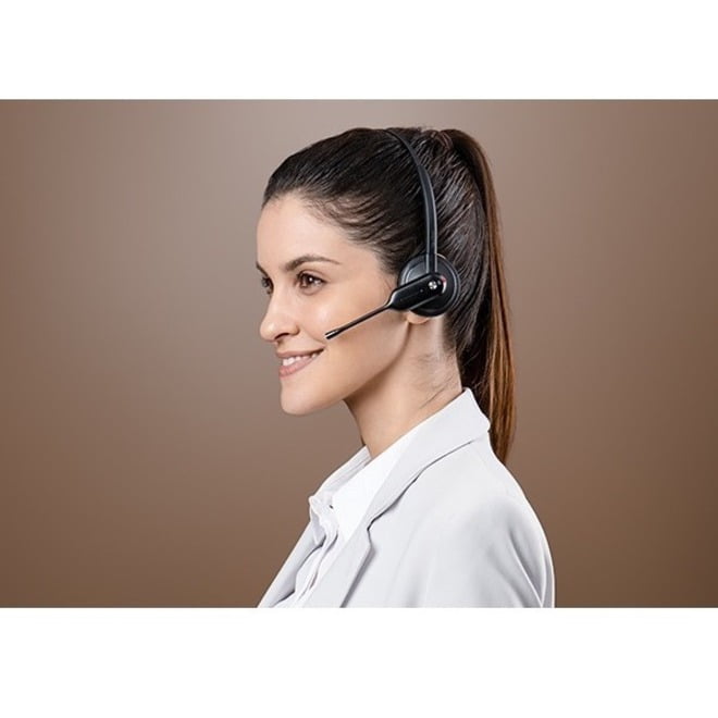 Yealink WH67 Wireless DECT Headset with Touch Screen Base and Qi Charging (Black, 1 Pack) vx3kj