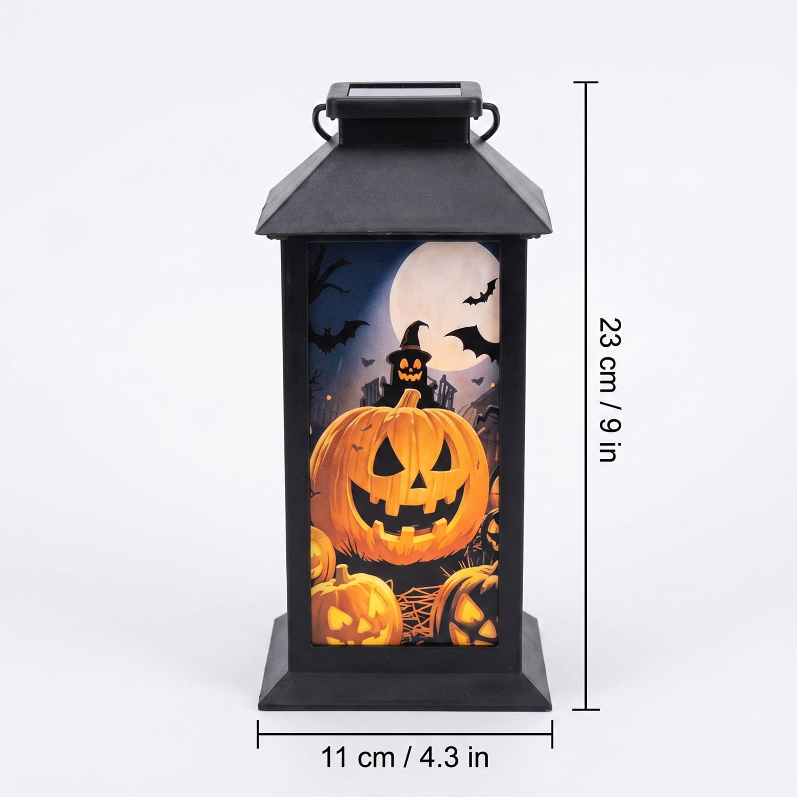 TrdSipl Halloween Solar Lantern Outdoor Decor, Iron Jack-o'-Lantern Light with Warm Amber Glow (Black, 11 in) jqeow