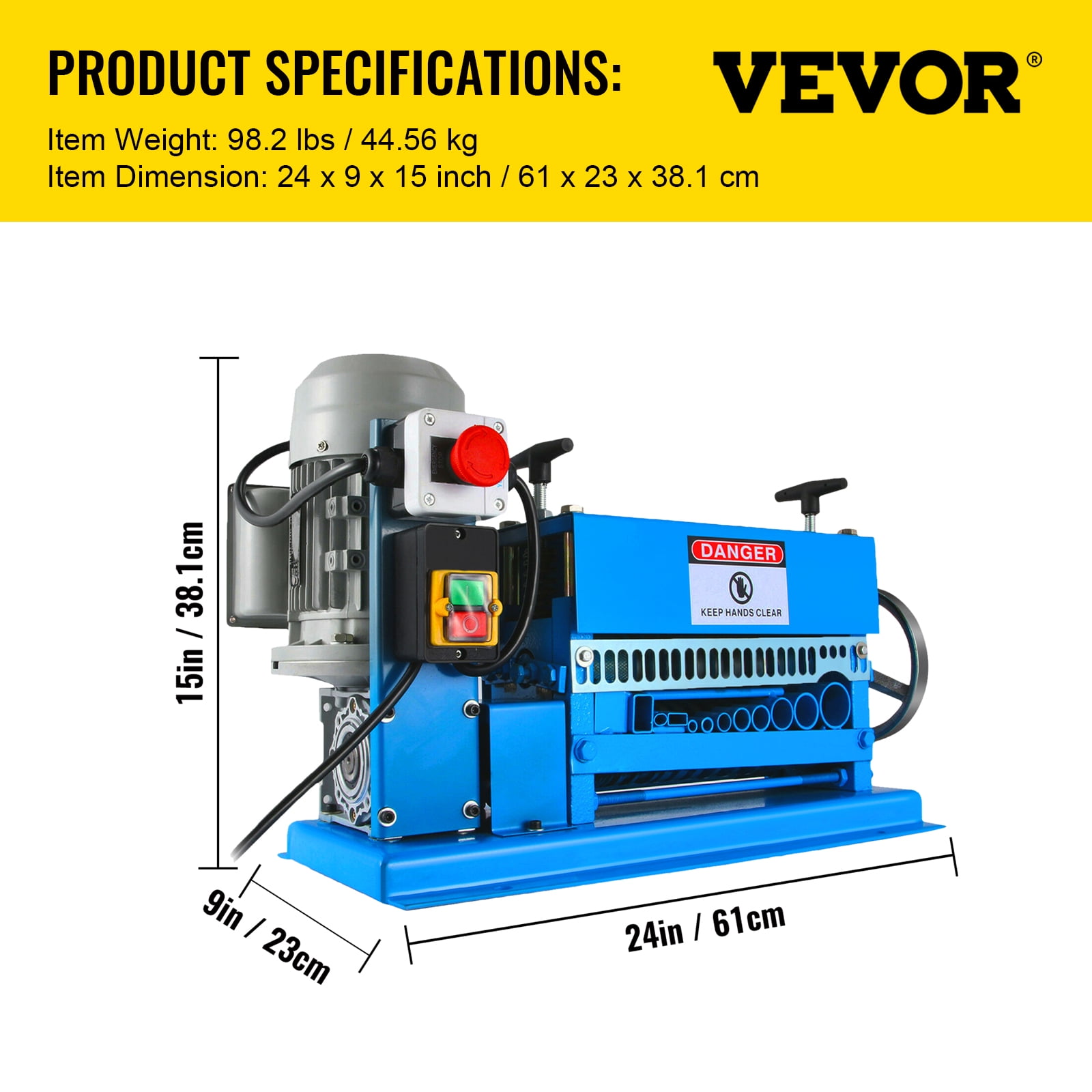 VEVOR Wire Stripping Machine, Automatic Electric Cable Stripper with 11 Channels and 10 Blades for Copper Recycling (Blue, 0.06 in - 1.5 in) cz33o