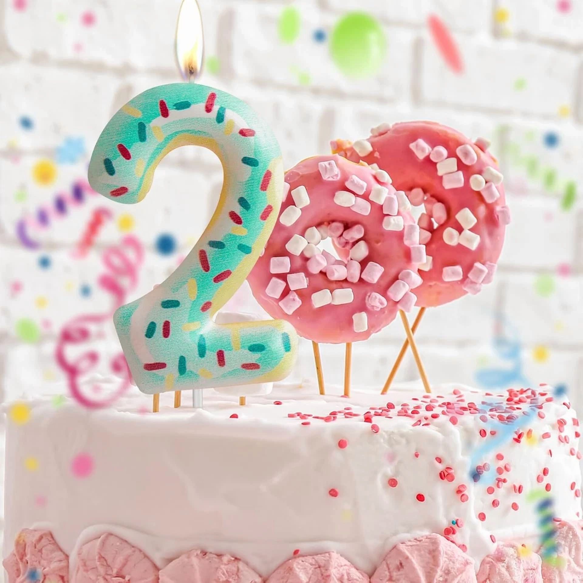 VAULT Number 3 Birthday Candle, Donut Shaped Cake Topper with Colorful Sprinkles (Blue, 3 in) hd84e