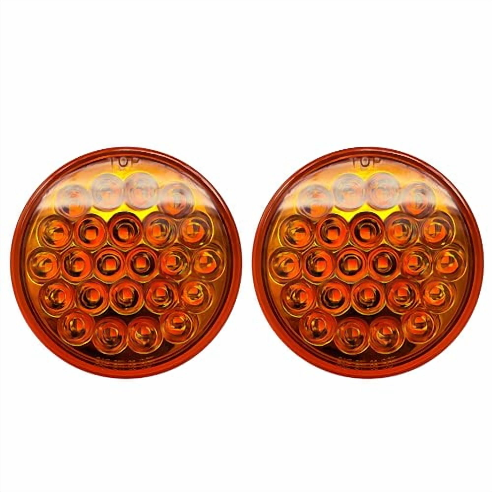 All Star Truck Parts 4 in Round LED Trailer Stop Turn Tail Brake Marker Lights (White, 2 Pack) f1g5y