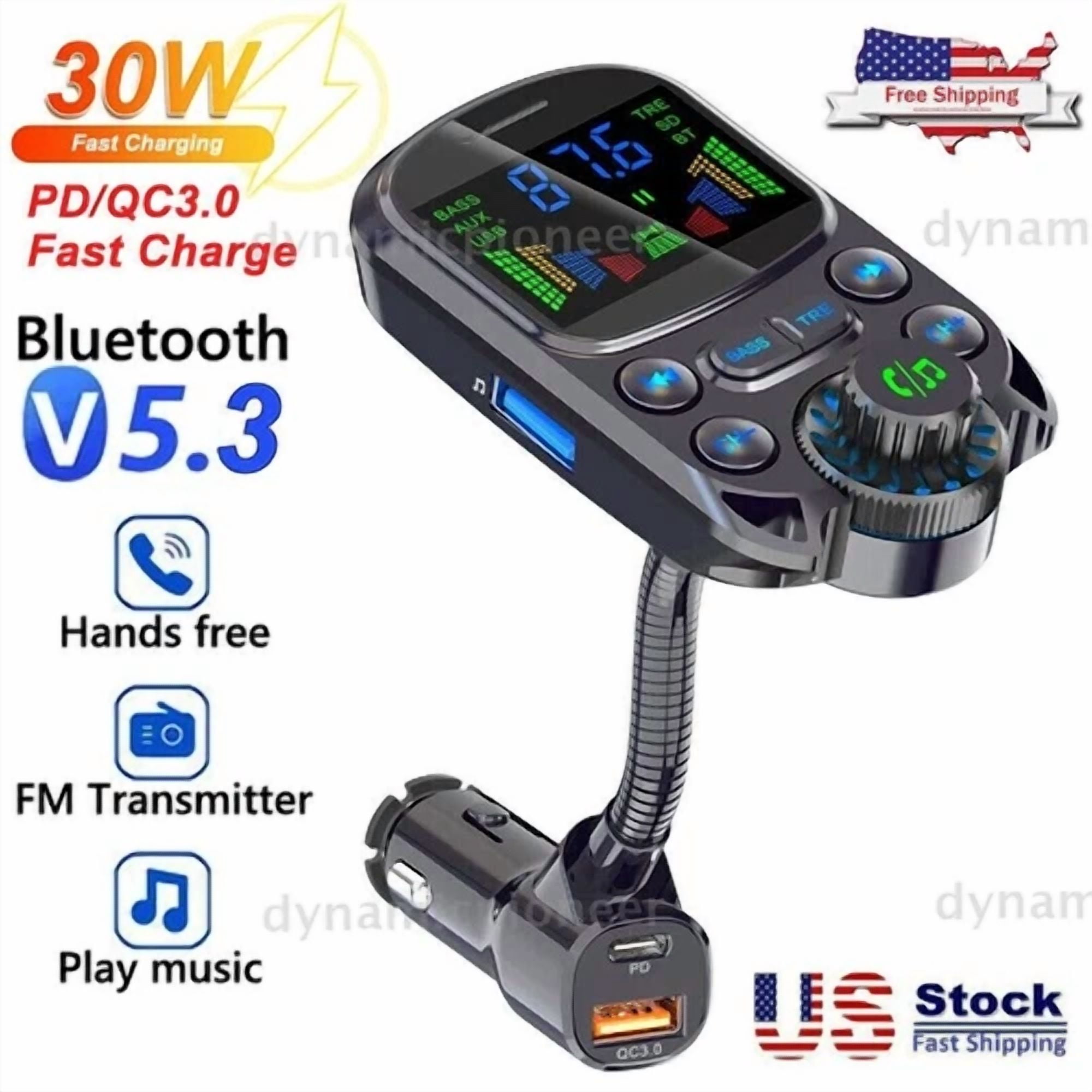 Rhea Car Bluetooth FM Transmitter Radio Adapter (Hands-Free Calling, 3-Port USB Charger) c341m