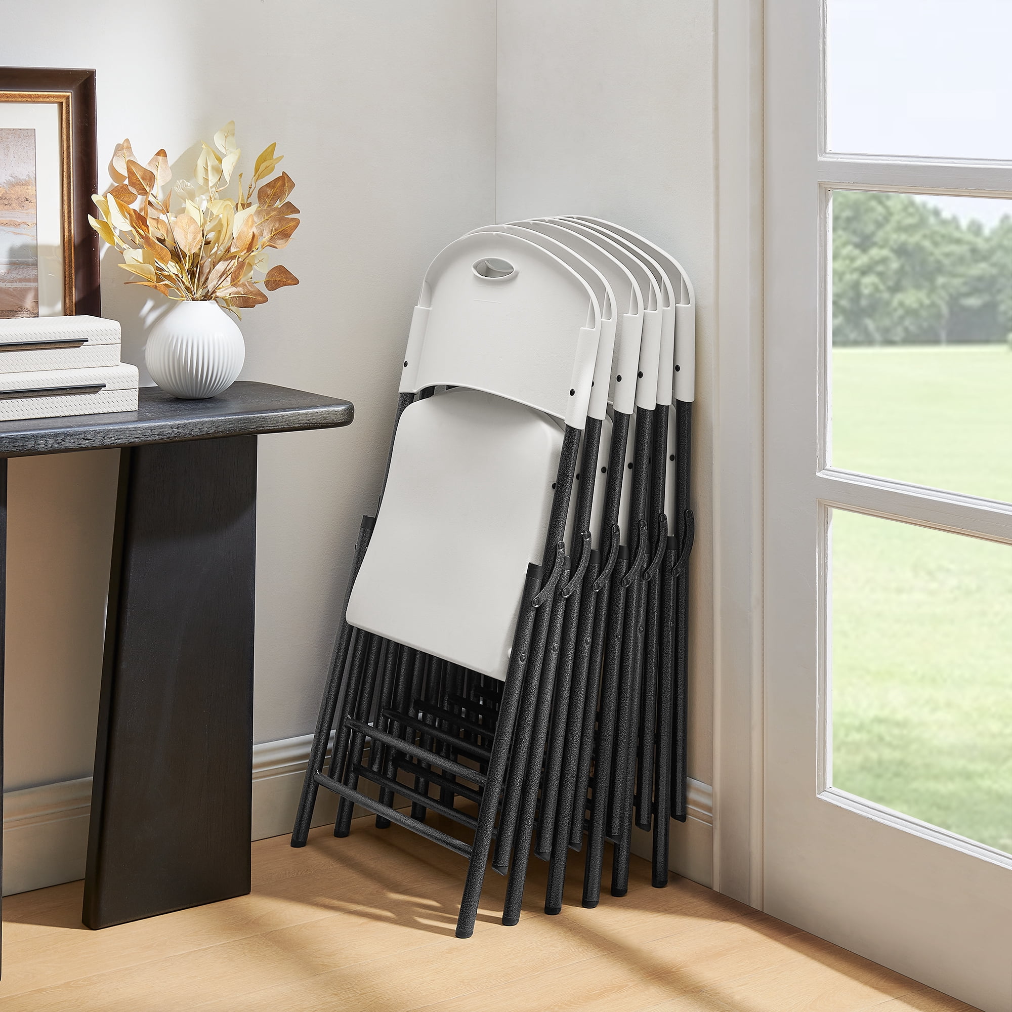 Mainstays Premium Heavy Duty Resin Folding Chair (White, 6-Pack) ohqr8