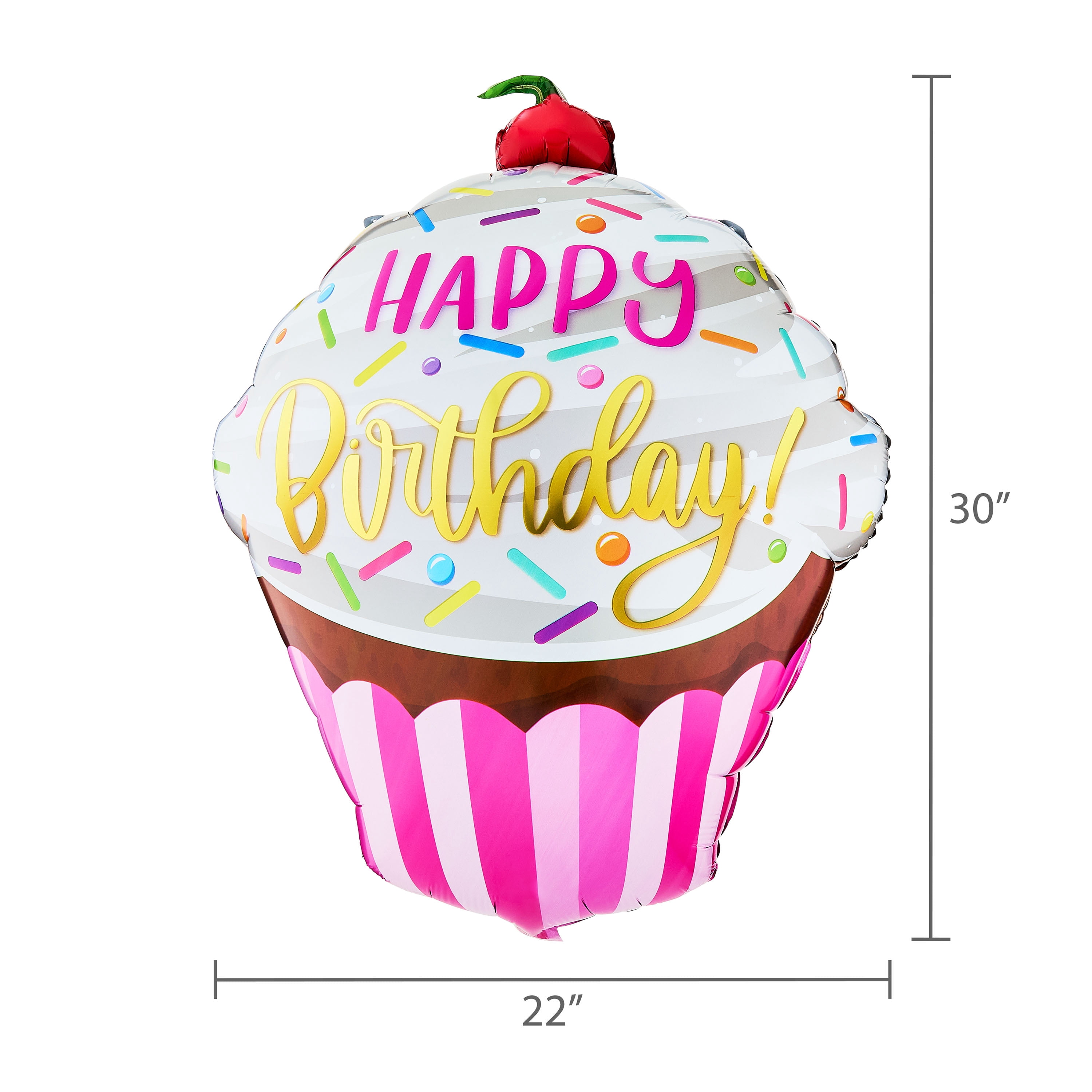 Way To Celebrate Happy Birthday Cupcake Foil Balloon, Vibrant Party Decoration (Multicolor, 35 in) 3jg3f