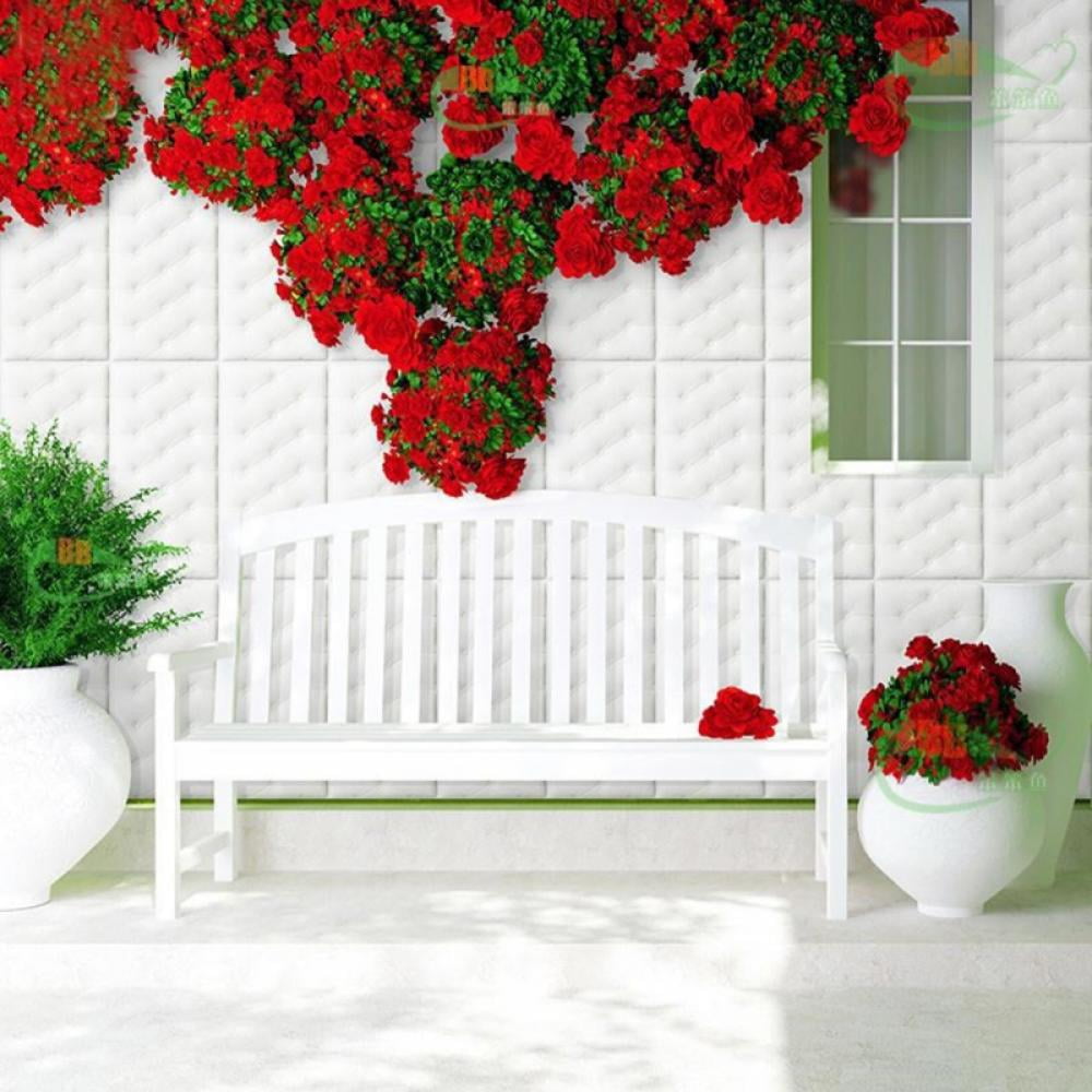 Rubrum Rosa 3D Self-Adhesive Wall Cushion Panels, Anti-Collision Upholstered Headboard Decor (White, 24 in x 12 in) 34wmg