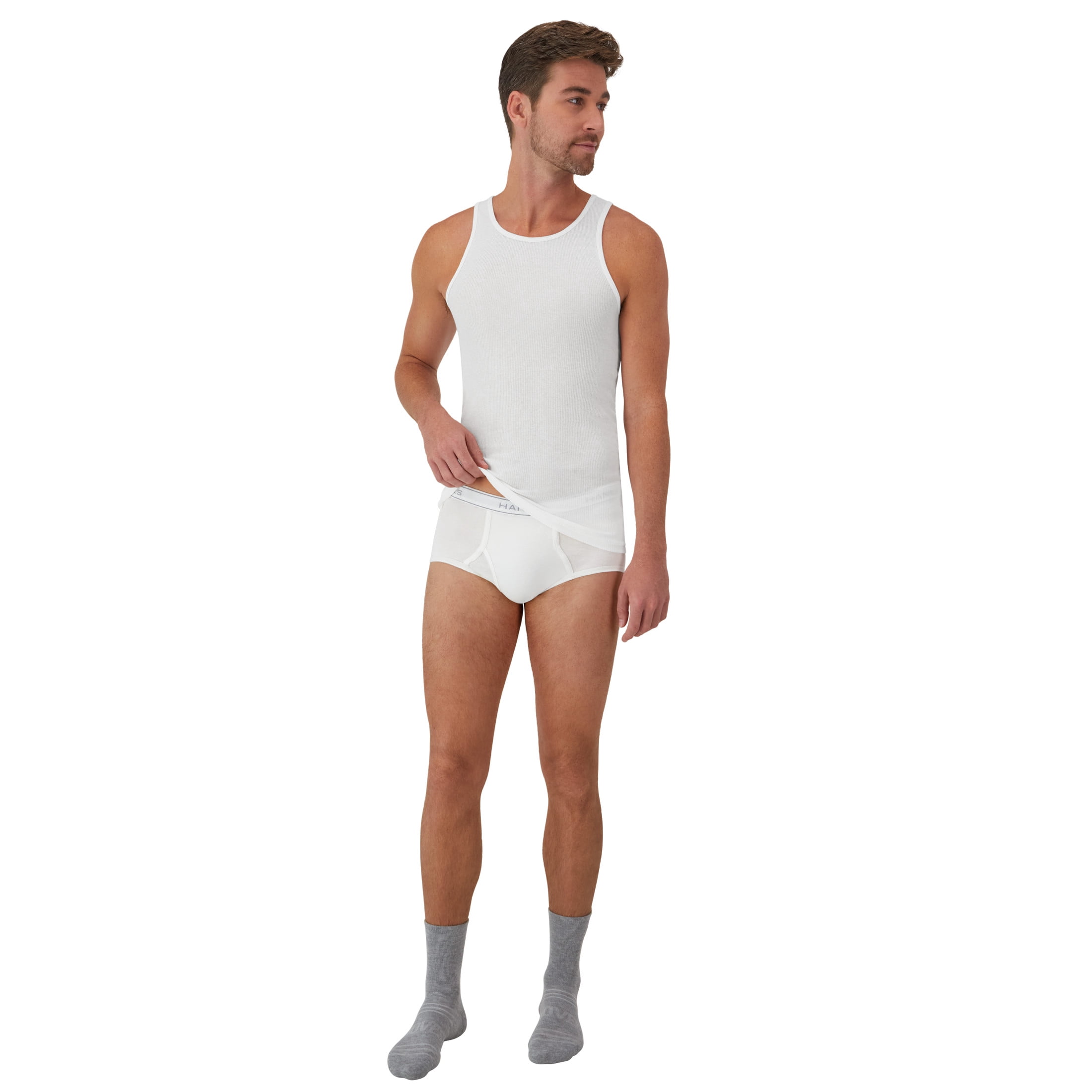 Hanes Men's Cotton Briefs Moisture-Wicking Underwear (White, 10-Pack) o2lze