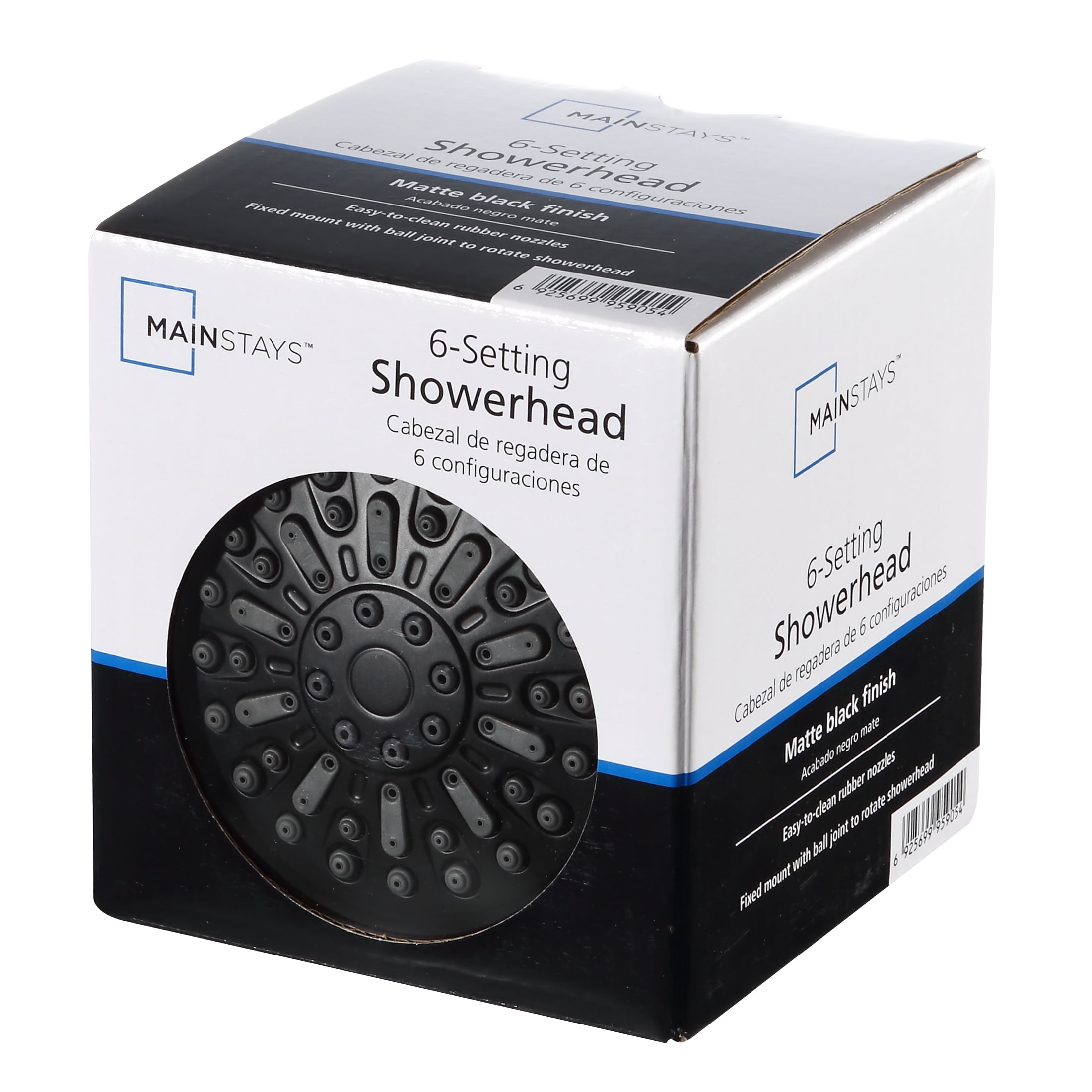 Mainstays 6-Setting Shower Head, High-Pressure Adjustable Spray (Matte Black, 3.5 in Face) 58u1n - Image 6