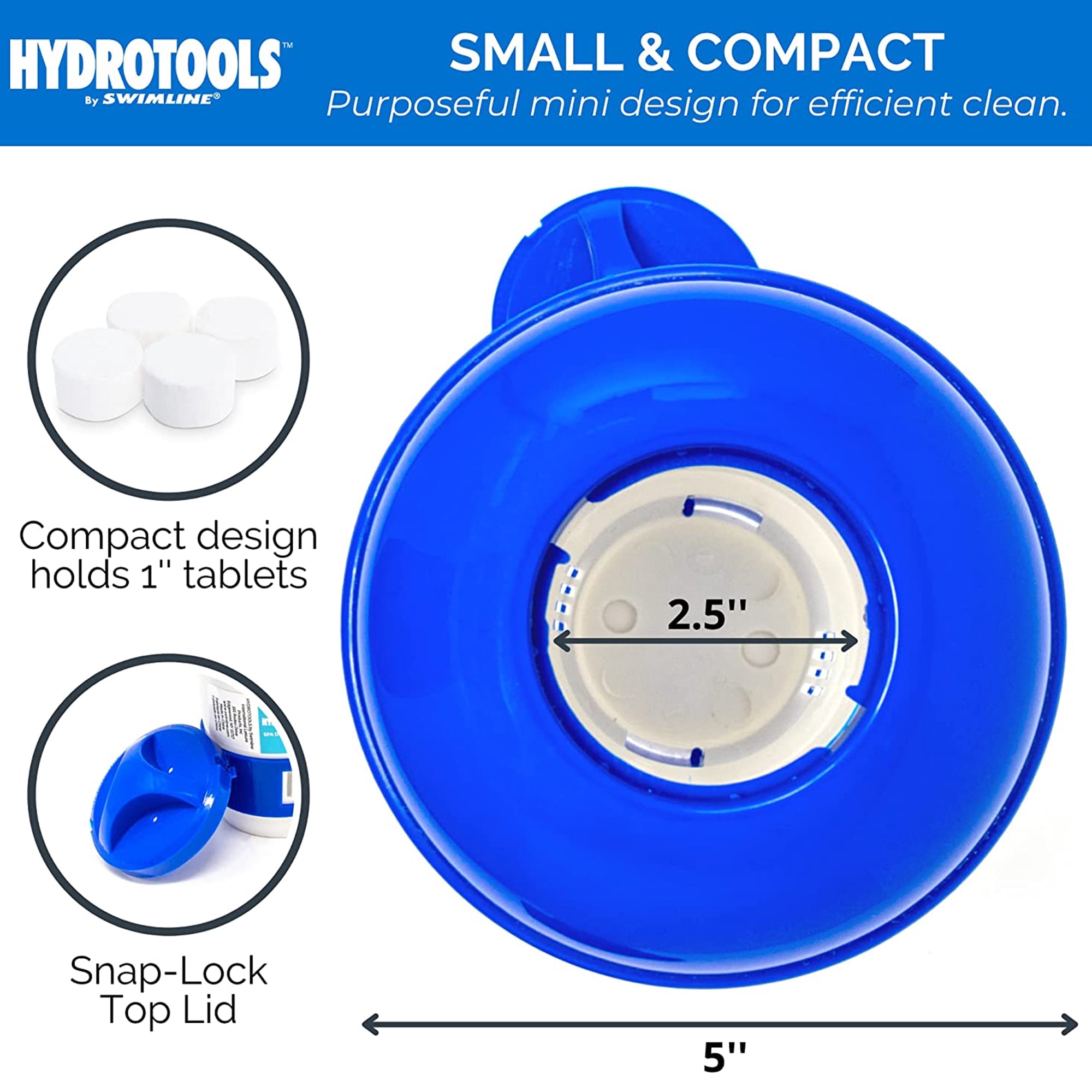 Swimline Hydrotools 8715 Mini Chemical Dispenser for Spas and Pools (Adjustable Flow, 1 in Tablet Capacity) 7xqkc