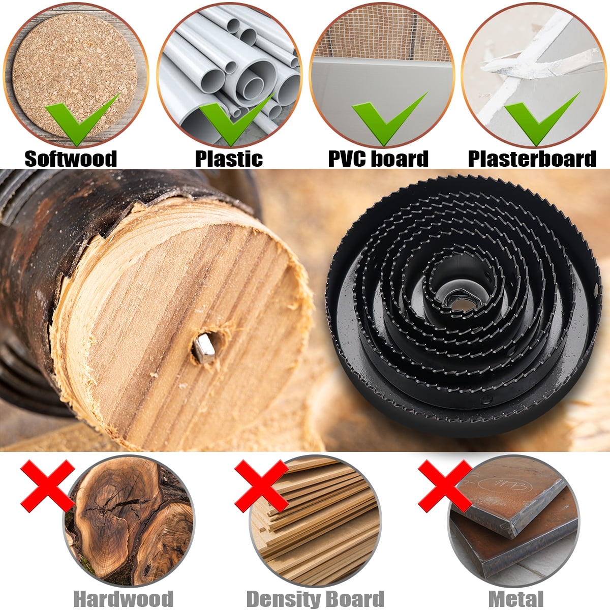 LifeIdeas Hole Saw Kit 22-Piece Set for Wood and PVC (3/4 in to 5 in) krfbs