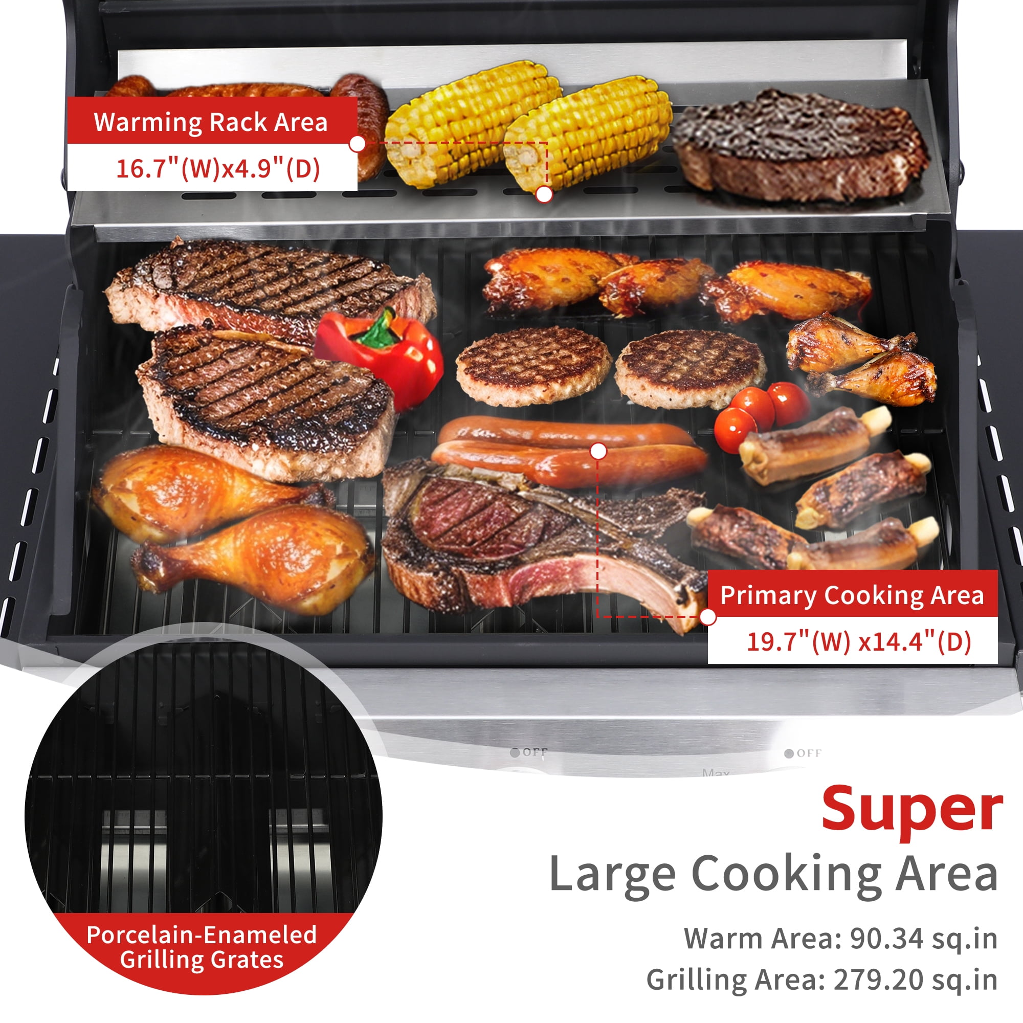 Born Free 3-Burner Propane Gas Grill with Even Heat Distribution (Black, 30,000 BTU) bgjjj