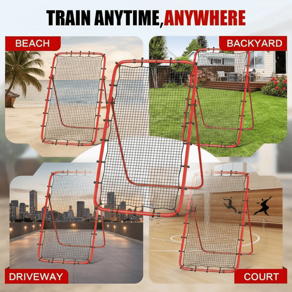 Marlen Volleyball Rebounder Net, Adjustable Bounce Back Trainer with 5 Angles (Red, 7 ft x 4 ft) r5jkx