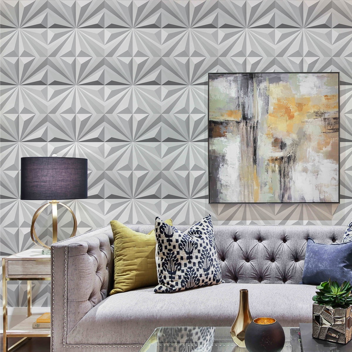 Art3d 3D Wall Panels Embossed PVC Decorative Interior Wall Decor (Matte White, 12-Pack, 19.7 in x 19.7 in) hi6rv