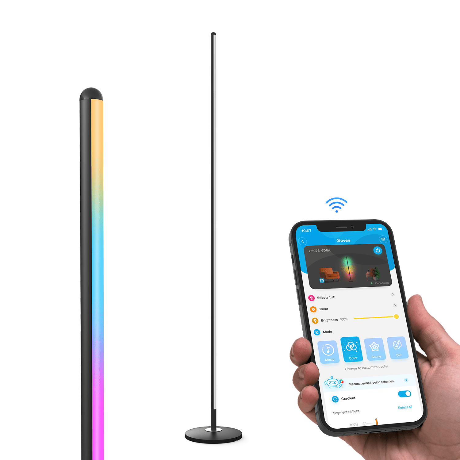 Govee Smart RGBICW Floor Lamp, LED Color Changing Corner Light with Music Sync and Voice Control (59 in) he5vj