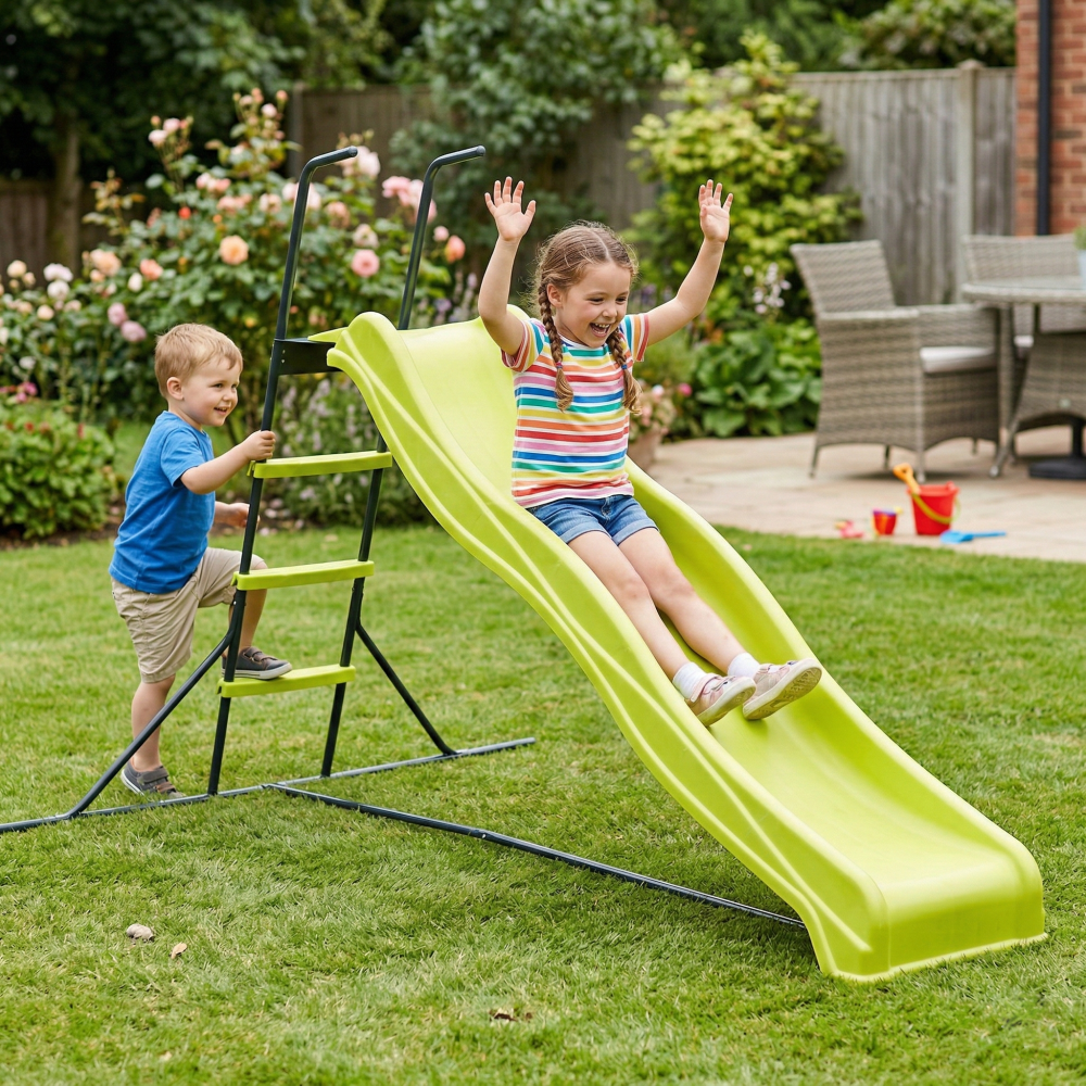 Cozynest Freestanding Kids Slide, Indoor and Outdoor Playground Equipment for Backyard (Green, 93.7 x 72.04 x 56.69 in) 5h4ur