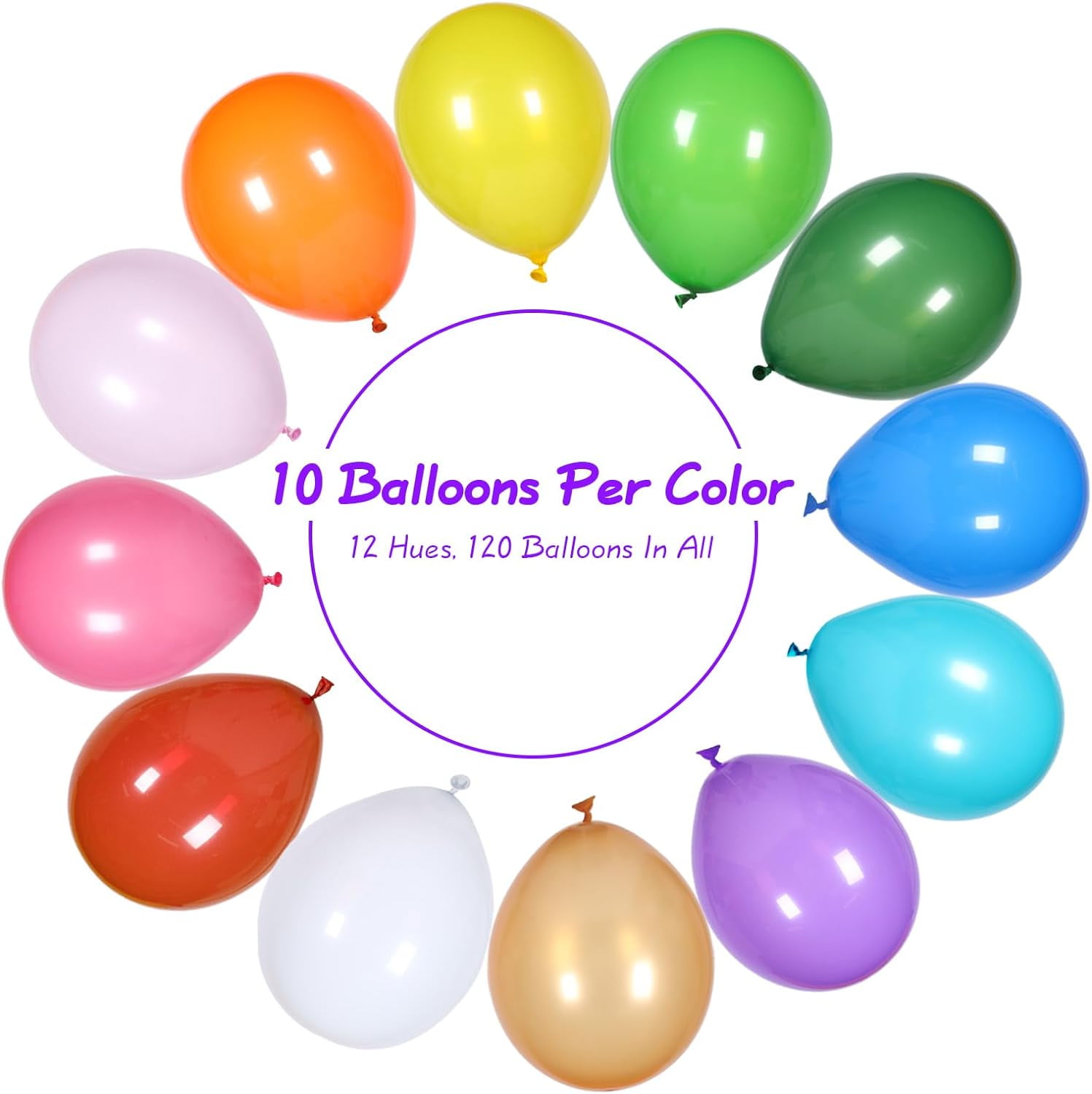 YALLOVE Latex Party Balloons, Assorted Colors, Durable Thickened Material (12 in, 120 Count) vx308
