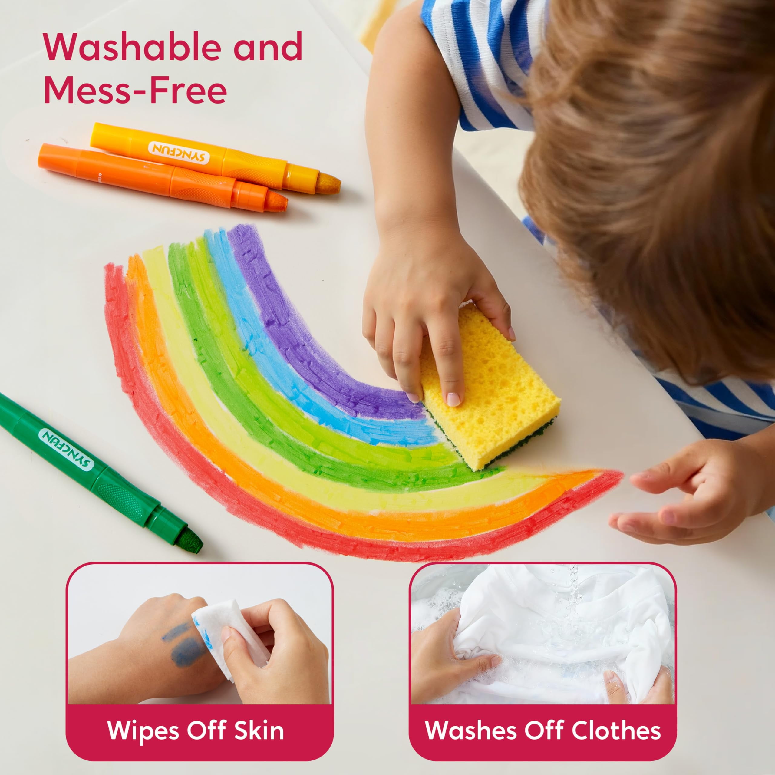 Joyfy Twistable Silky Crayons, Washable & Quick-Drying Art Supplies for Kids (Multicolor, 24 Count) f5dqs