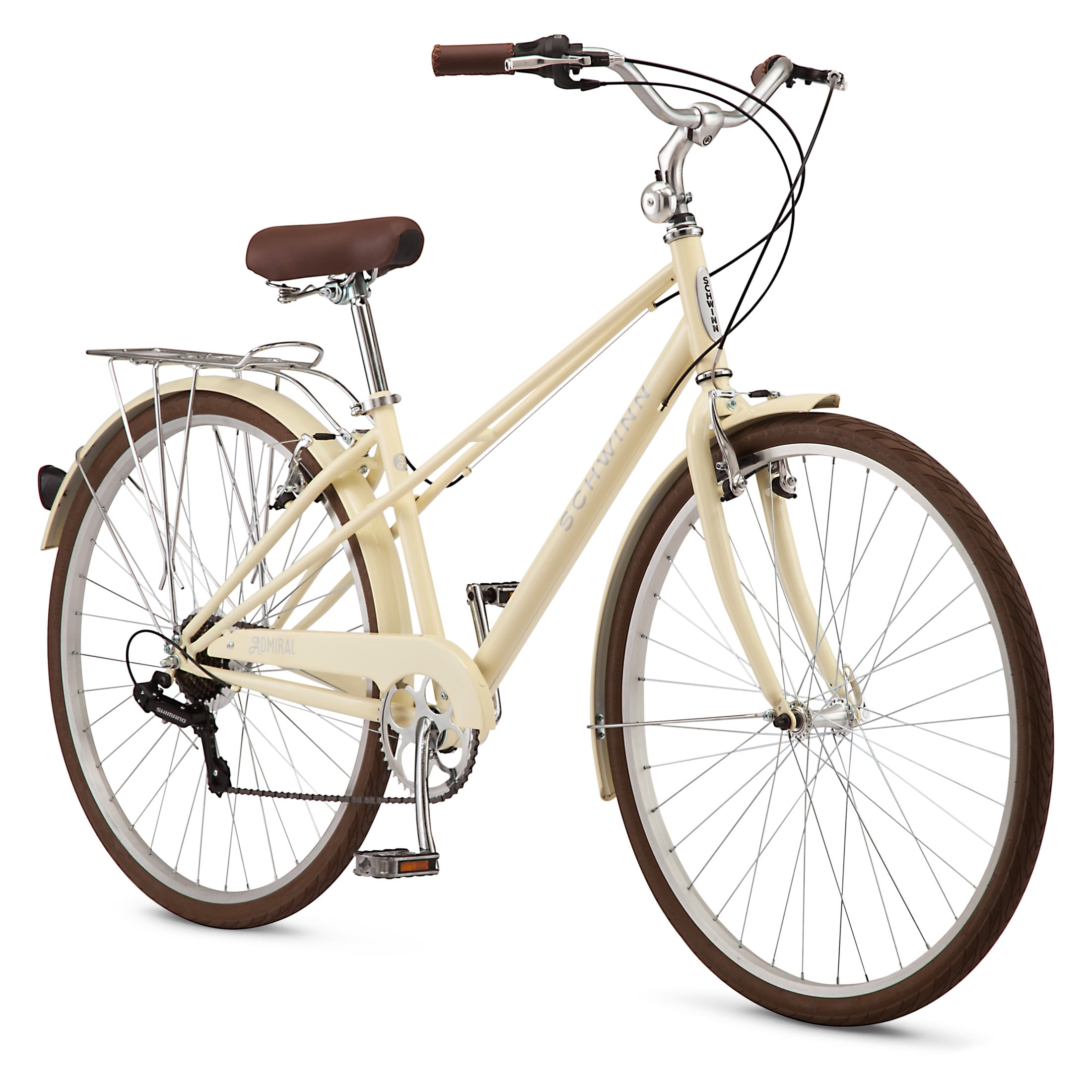 Schwinn Admiral Hybrid Bike, 7-Speed Commuter Bicycle, Lightweight Alloy Frame (Cream, 700c Wheels) 8zxg7