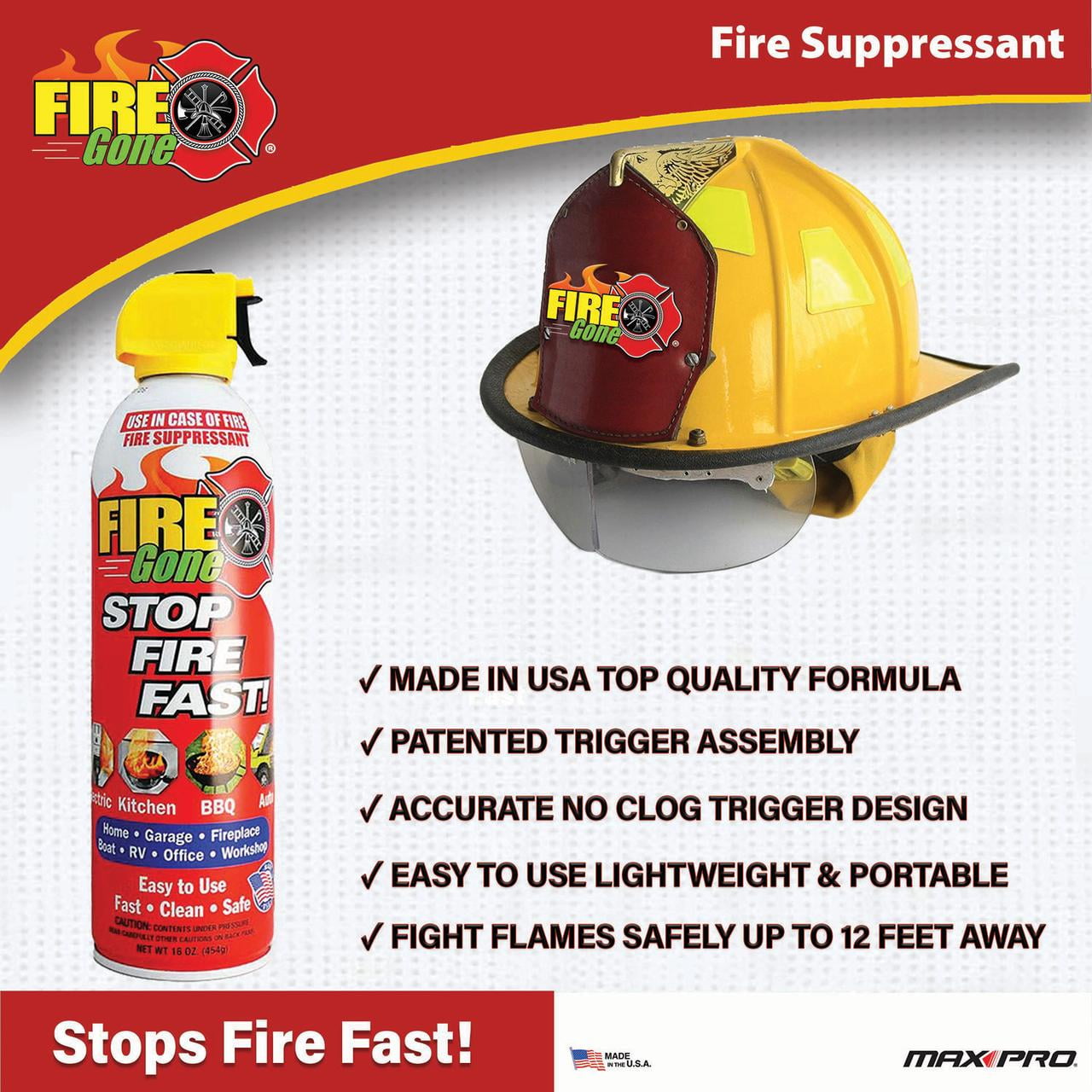 Fire Gone Fire Extinguishing Spray for Kitchen and Household Safety (16 oz) 443sd