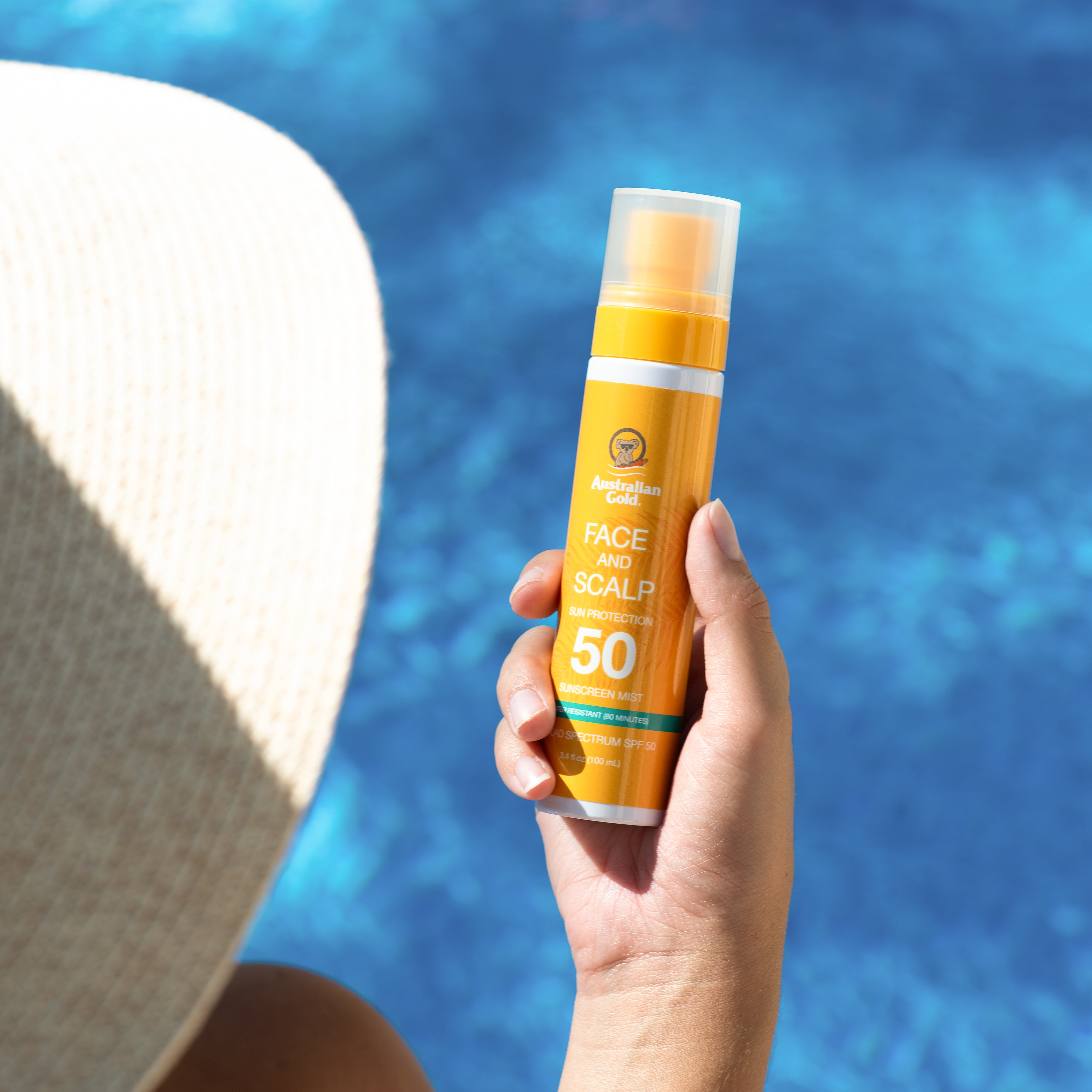 Australian Gold Face and Scalp Sunscreen Mist, Broad Spectrum SPF 50, Lightweight & Non-Greasy (Gold, 3.4 fl oz) xbntl