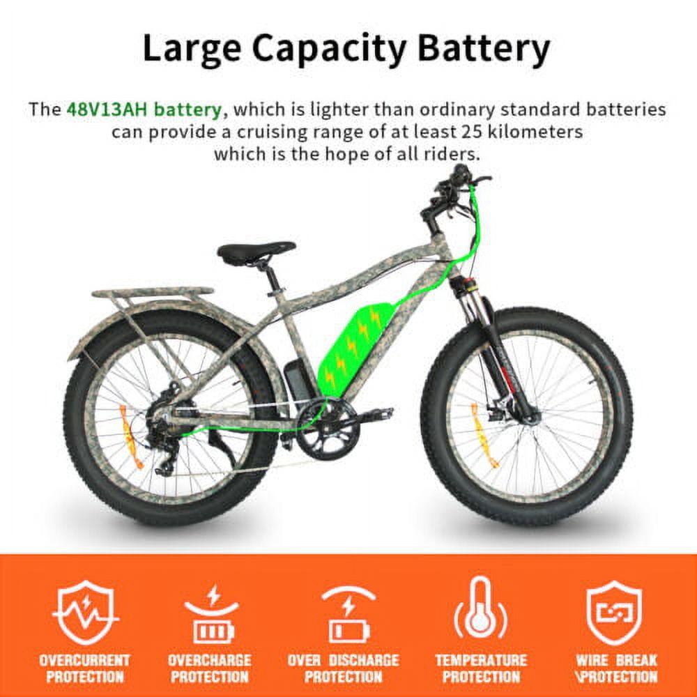 Aostirmotor Electric Mountain Bike, 750W Motor 48V 13Ah Removable Battery, 26 in Fat Tire Ebike for Adults (Black) xpx44