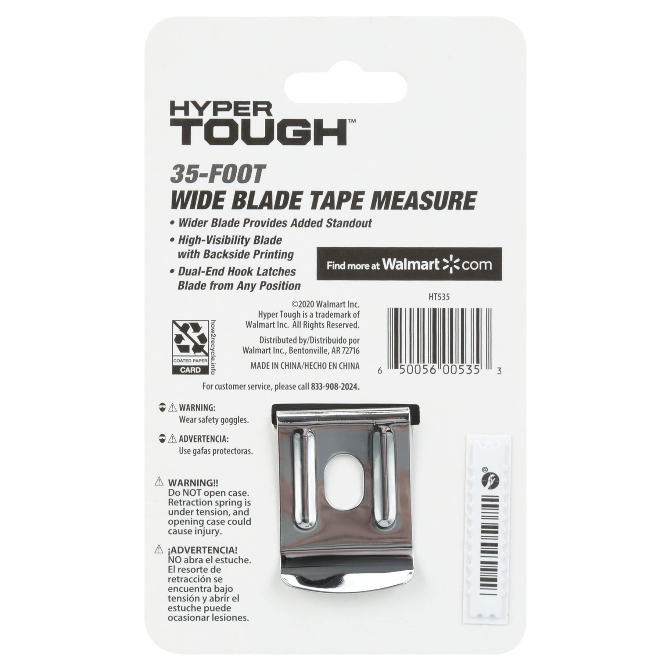 Hyper Tough Wide Blade Steel Tape Measure (Grey, 35 ft) 1tlmu