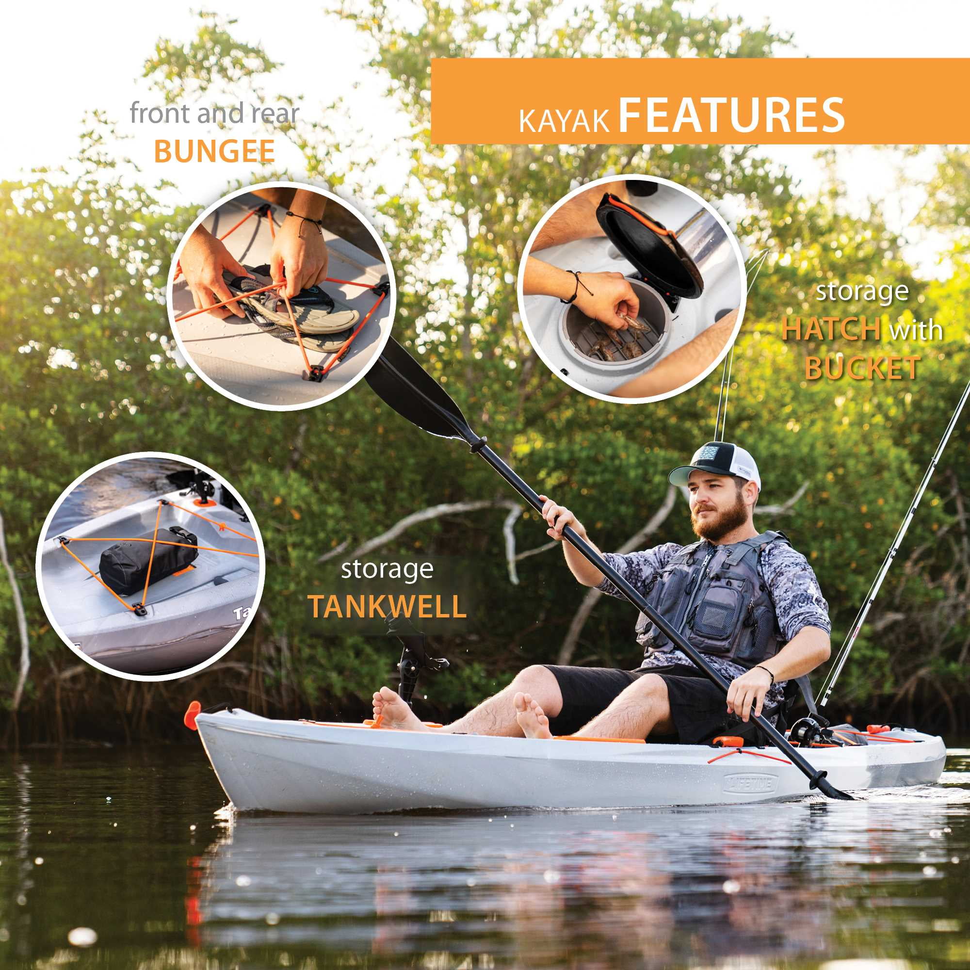 Lifetime Tamarack Pro-Comfort Sit-On-Top Kayak with Paddle (Black, 10 ft 3 in) sv8ds