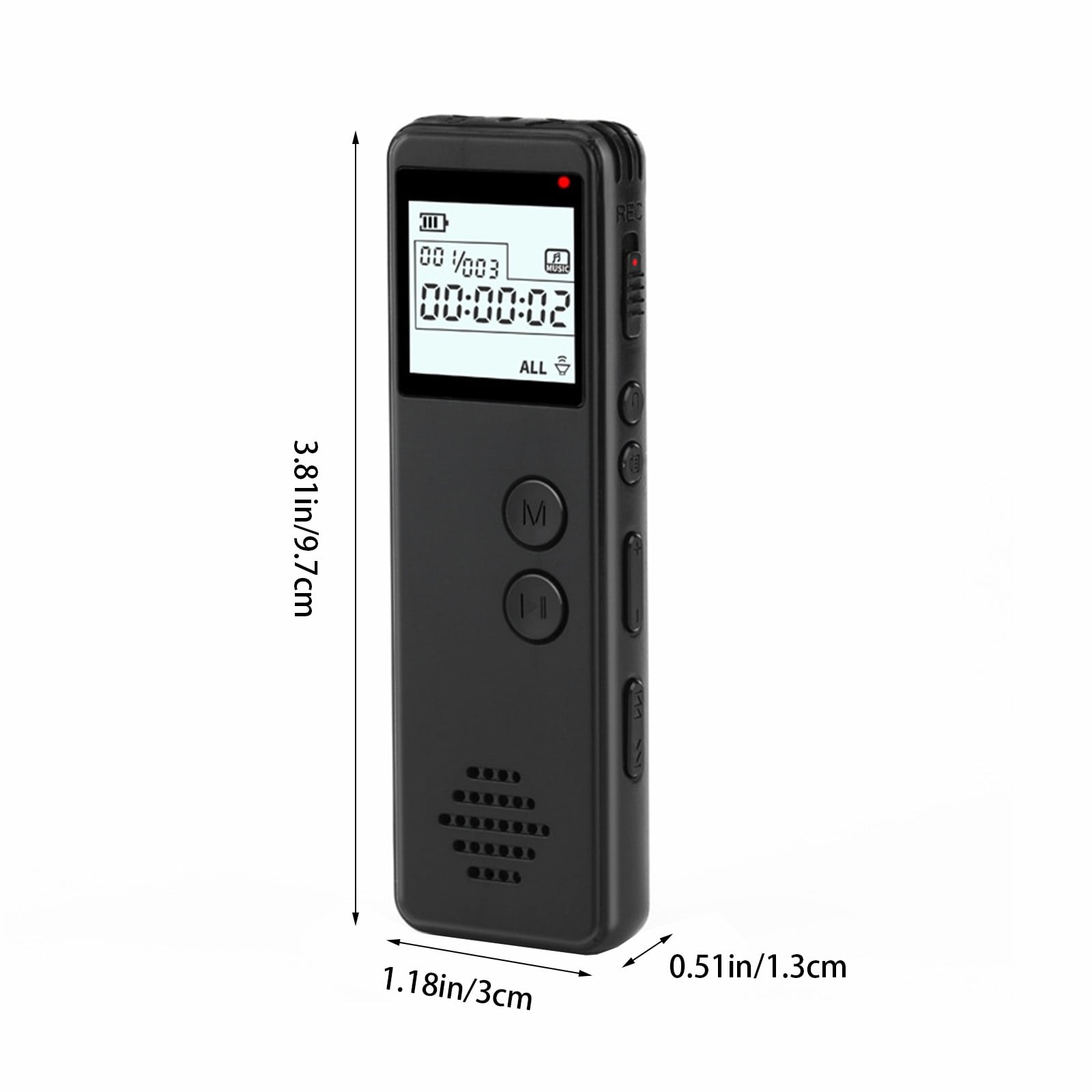 Blasgw Mini Digital Voice Recorder with MP3 Player, One-Touch Recording, Retro Style (Black, 3.8 in) mw35w