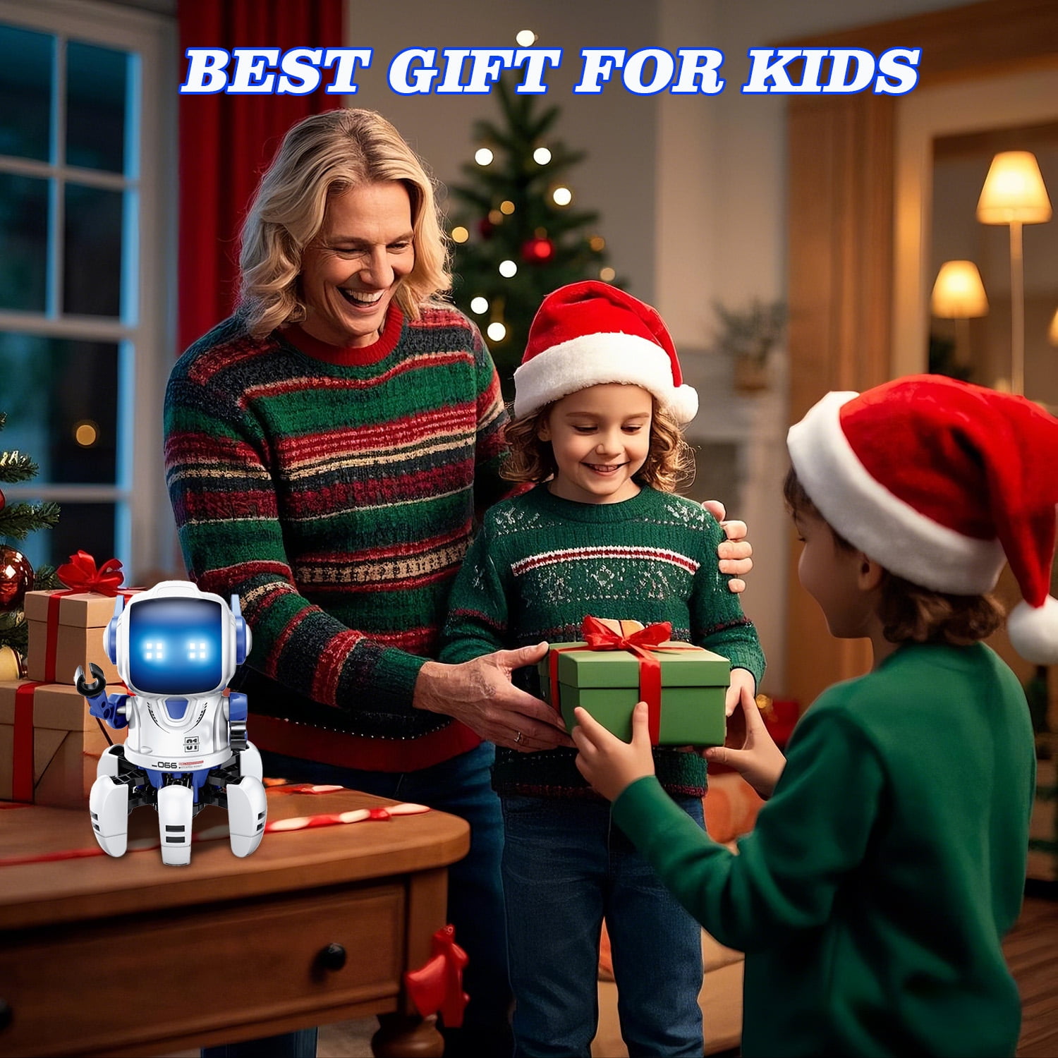 Lvelia Intelligent Programmable RC Robot Toy, Interactive Walking Dancing Smart Robot with LED Eyes and Remote Control (White) 95pet