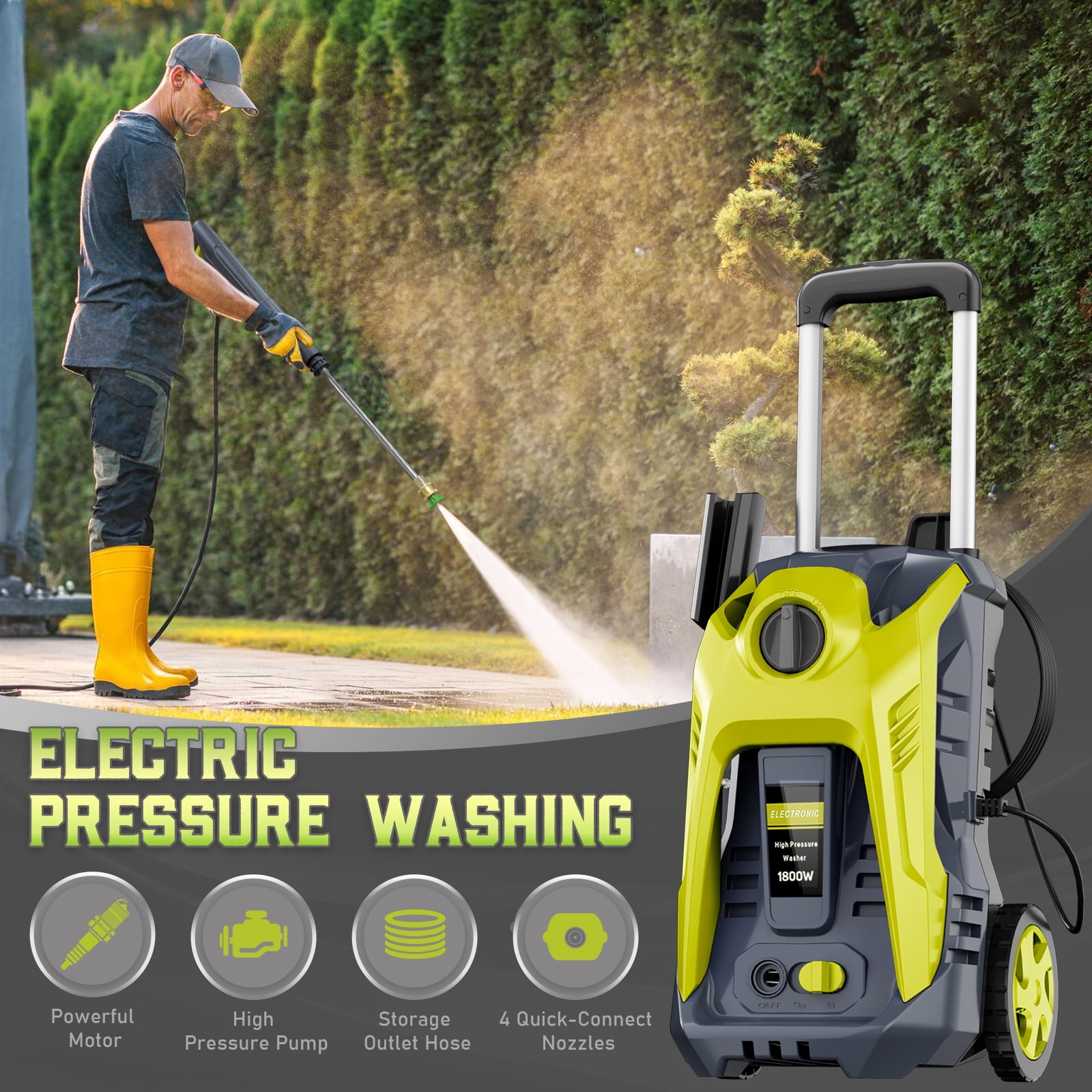 HONDMIN 4200 PSI Electric Pressure Washer, High-Pressure Jet Cleaner with Foam Cannon and 25 ft Hose (4200 PSI, 2 GPM) lky1f