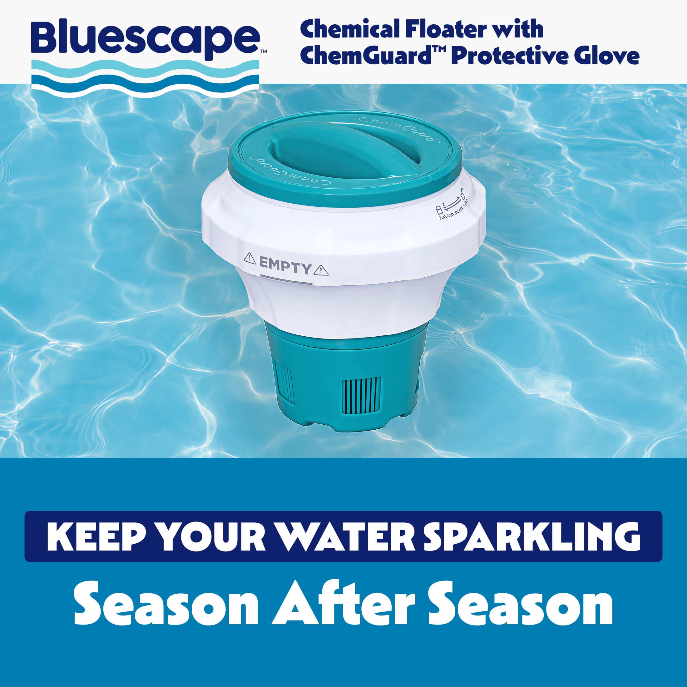 Bluescape Pool Chemical Dispenser with ChemGuard Protective Glove (1 Pack) kc5zf