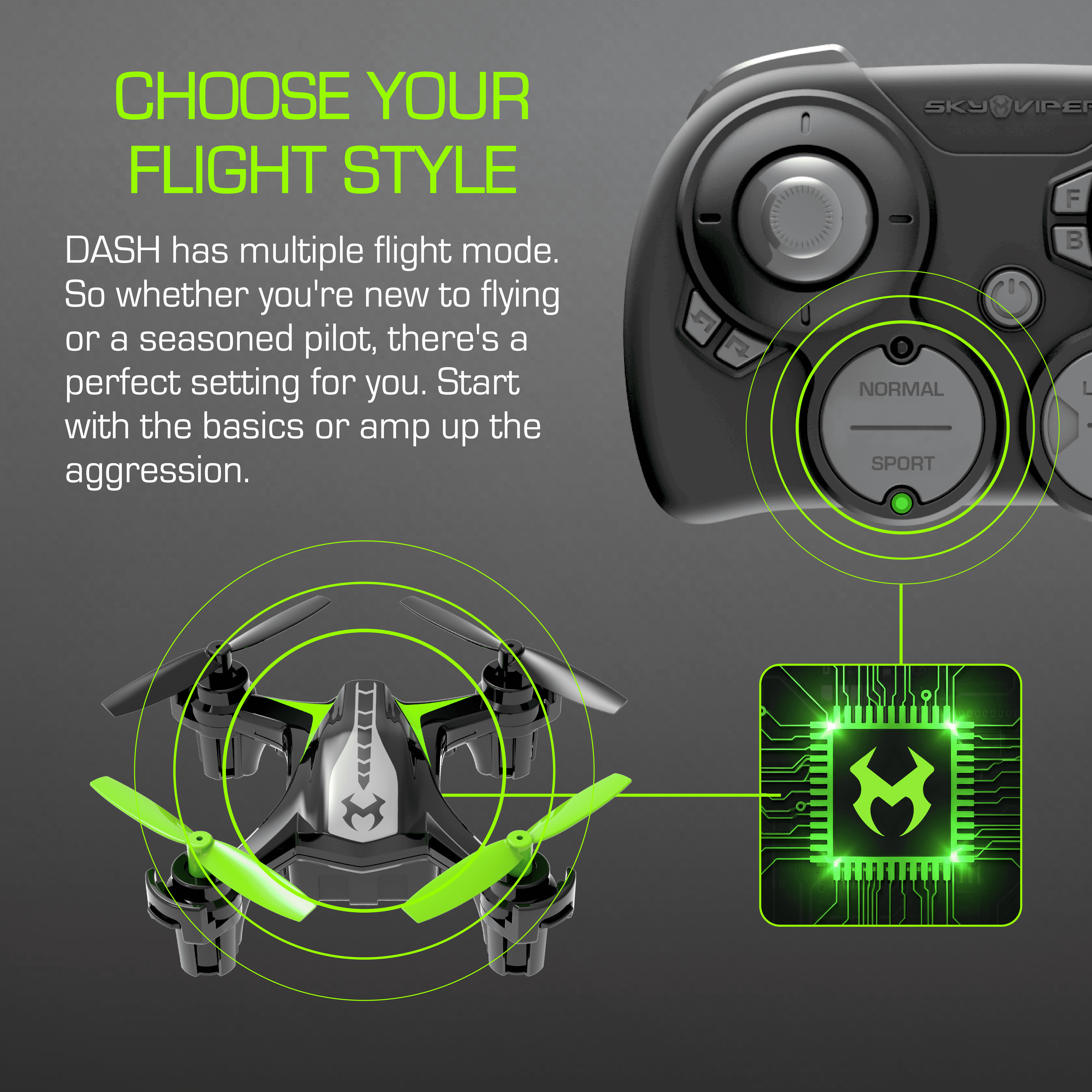 Sky Viper Dash Nano Drone with Auto-Flight Stabilization and Stunt Mode (Black, 1 Pack) mvcdk
