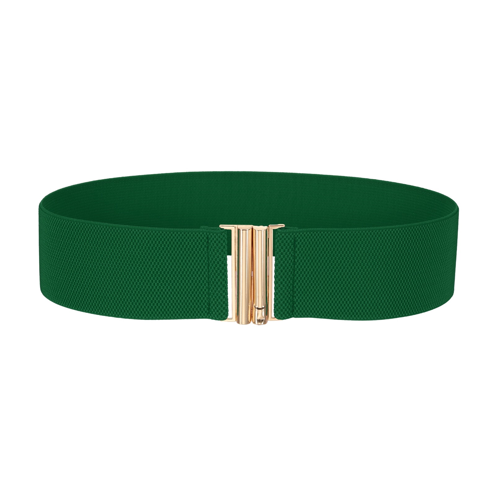 Uxcell Wide Elastic Belt for Women, Vintage Stretchy Waistband with Square Metal Buckle (Green, 26.7 in to 32.7 in) ksv8o