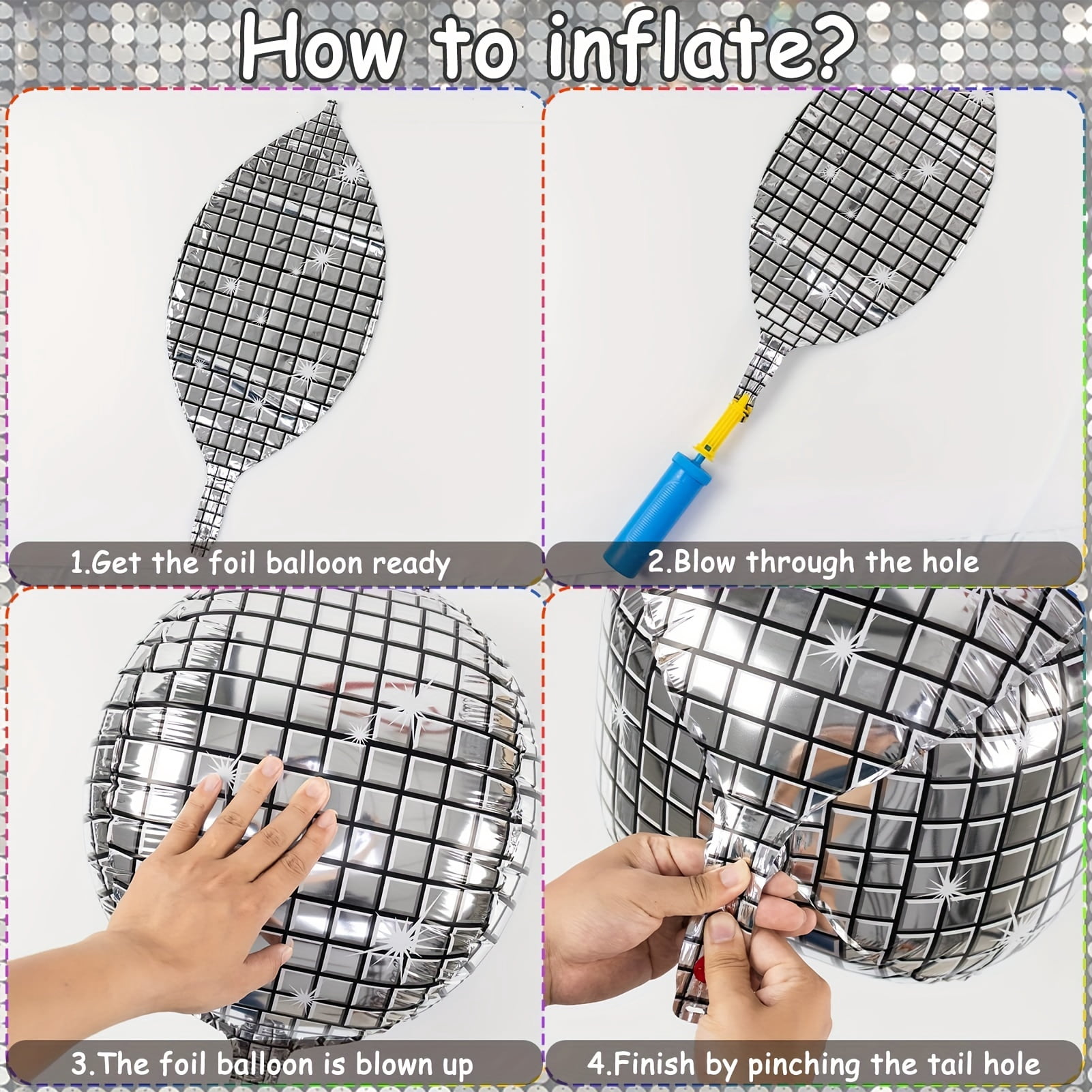 Beyondtrade 4D Metal Silver Disco Themed Party Balloons Set (20 Pieces, 10 in to 32 in) ymxz9