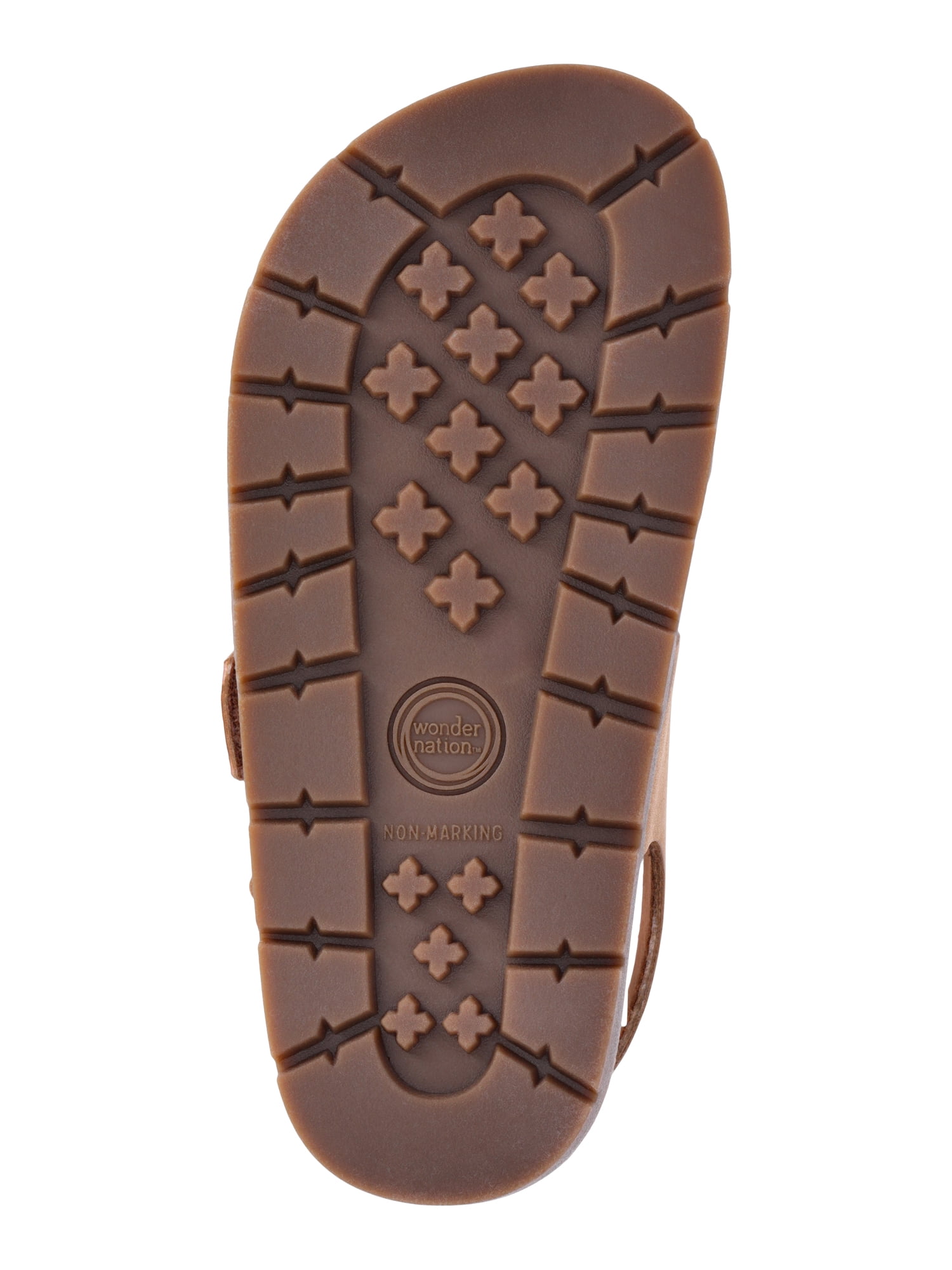Wonder Nation Boys Two Buckle Sandals Adjustable Strap Comfort Footbed (Brown, 12 Little Kid) cmlm4