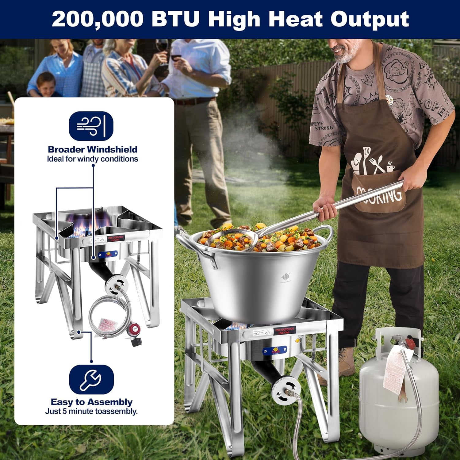 ARC USA Stainless Steel Mexican Cazo for Carnitas with 200,000 BTU Propane Stove (Silver, 41 qt) 20xml