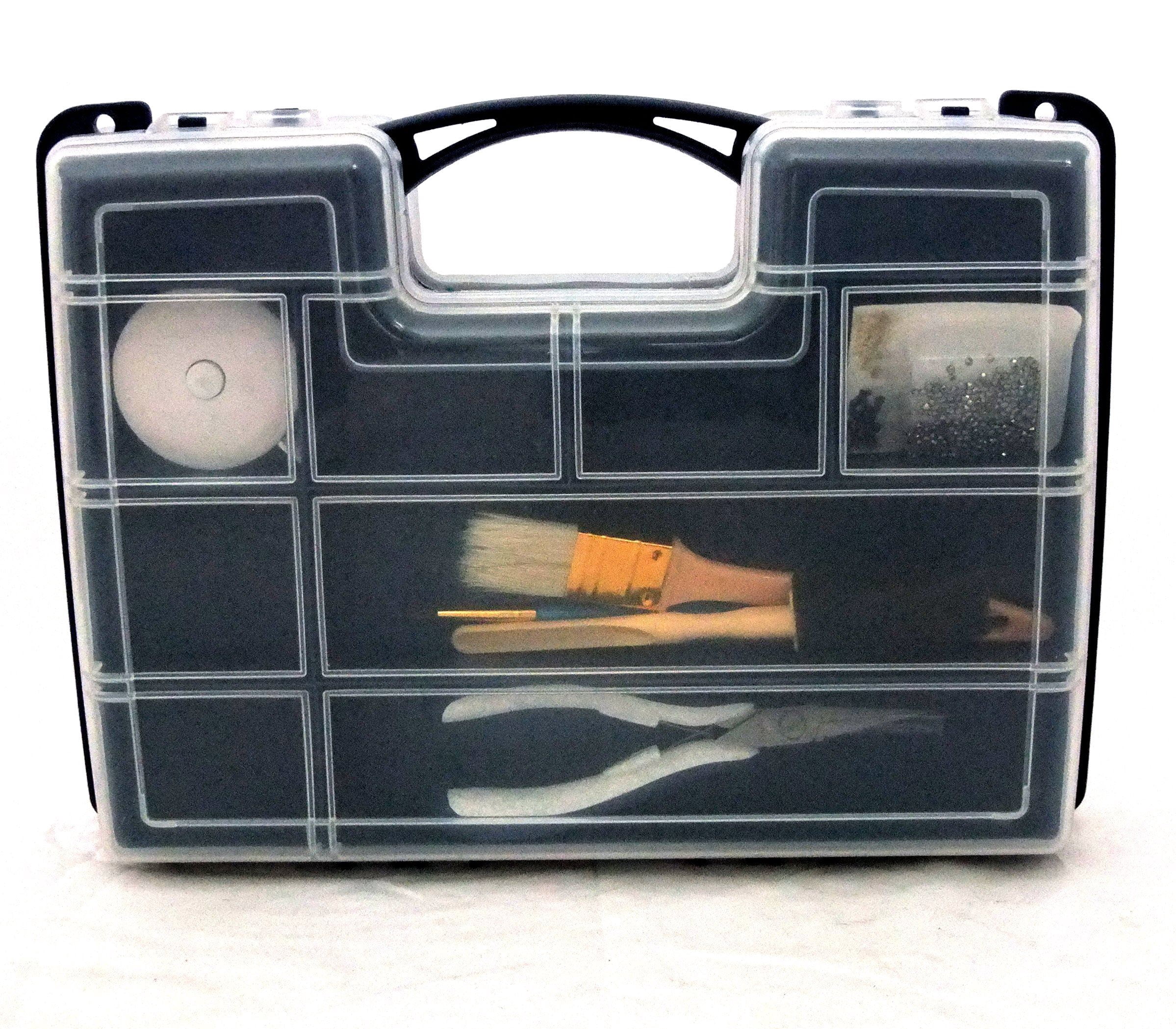 The Beadsmith Double Sided Storage Organizer with See Thru Lids (Black, 11.25 in x 8.5 in x 2.75 in) 9p5qy