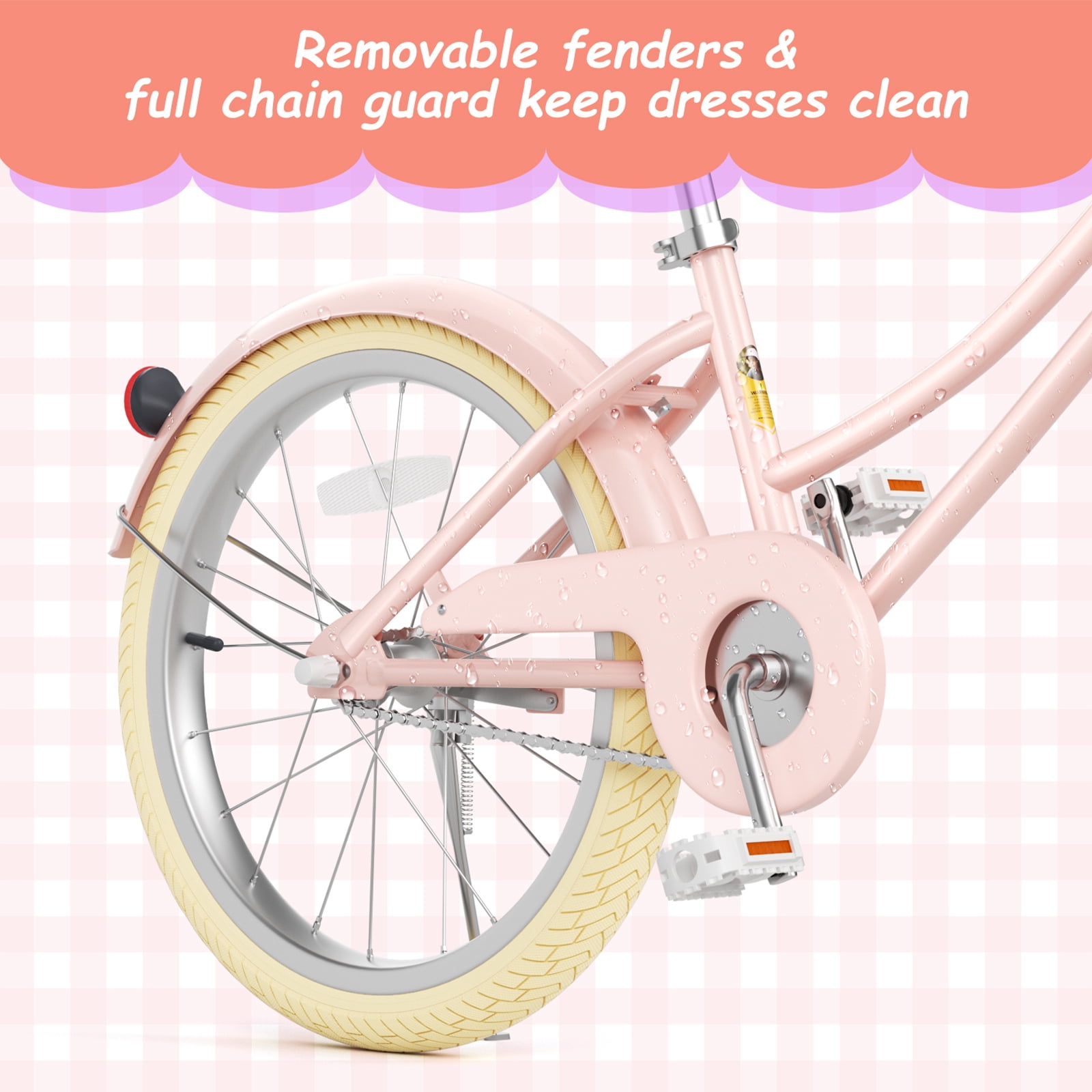 XJD 20 Inch Girls Bicycle with Basket and Kickstand (Pink, 20 in) vss94