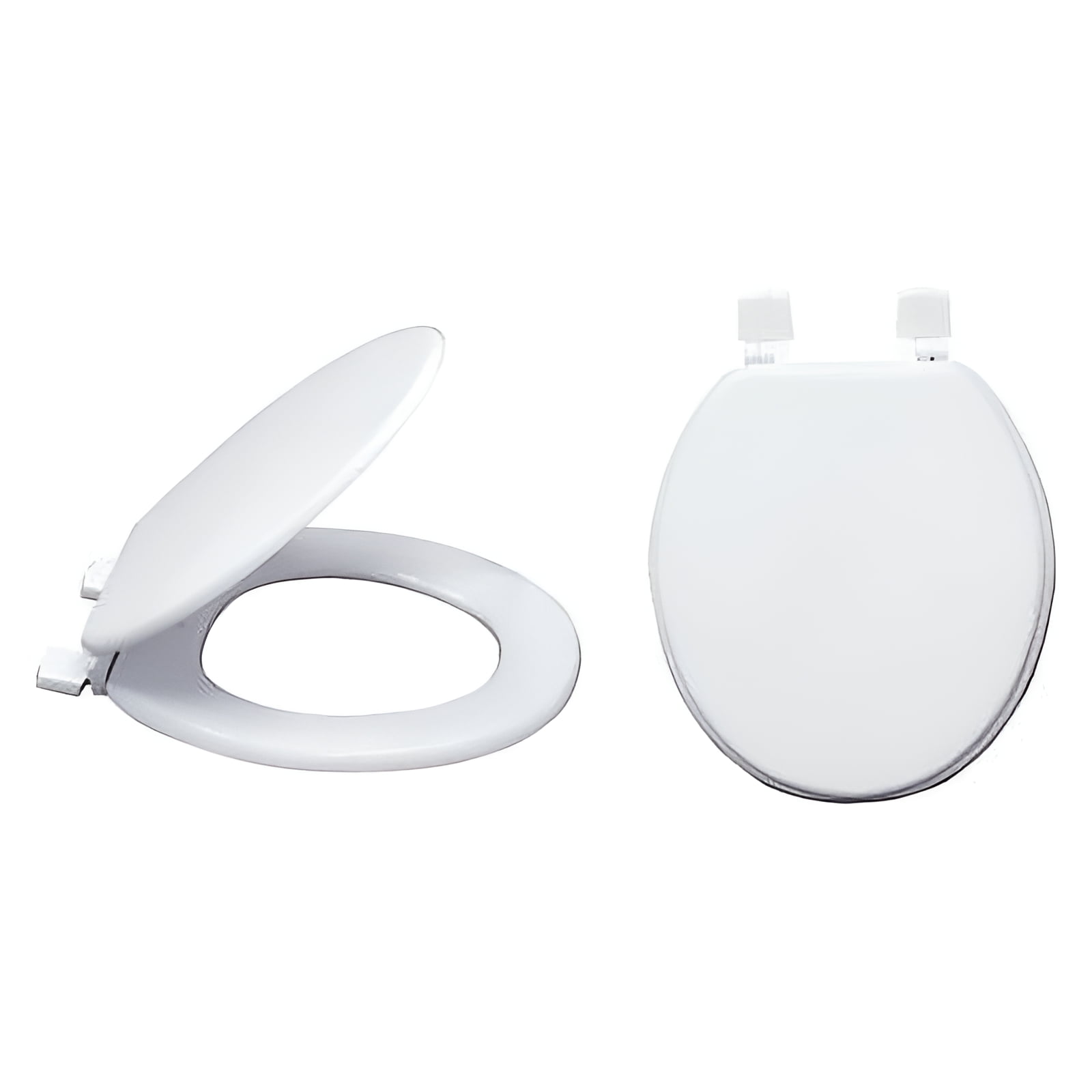 EZ-FLO Round Wood Toilet Seat with Lid (White, 16.5 in) 55mve