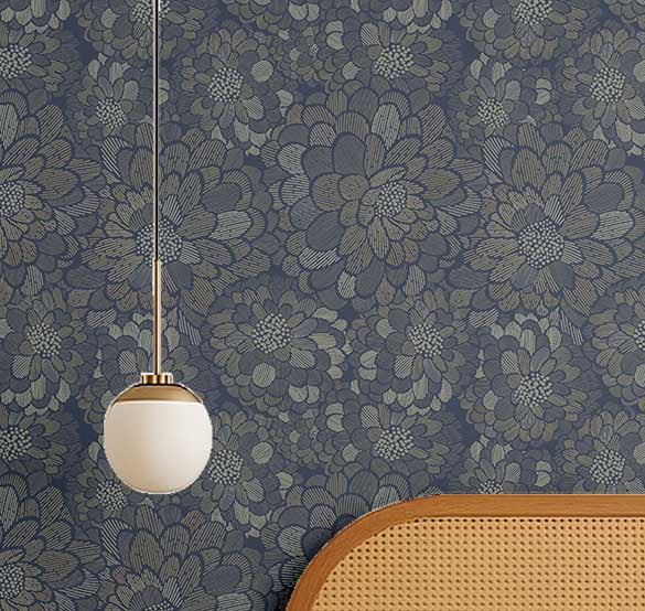 S4Sassy Peel and Stick Floral Wallpaper, Removable Vinyl Wall Covering for Home Decor (Blue, 25 in x 120 in) 0k48k