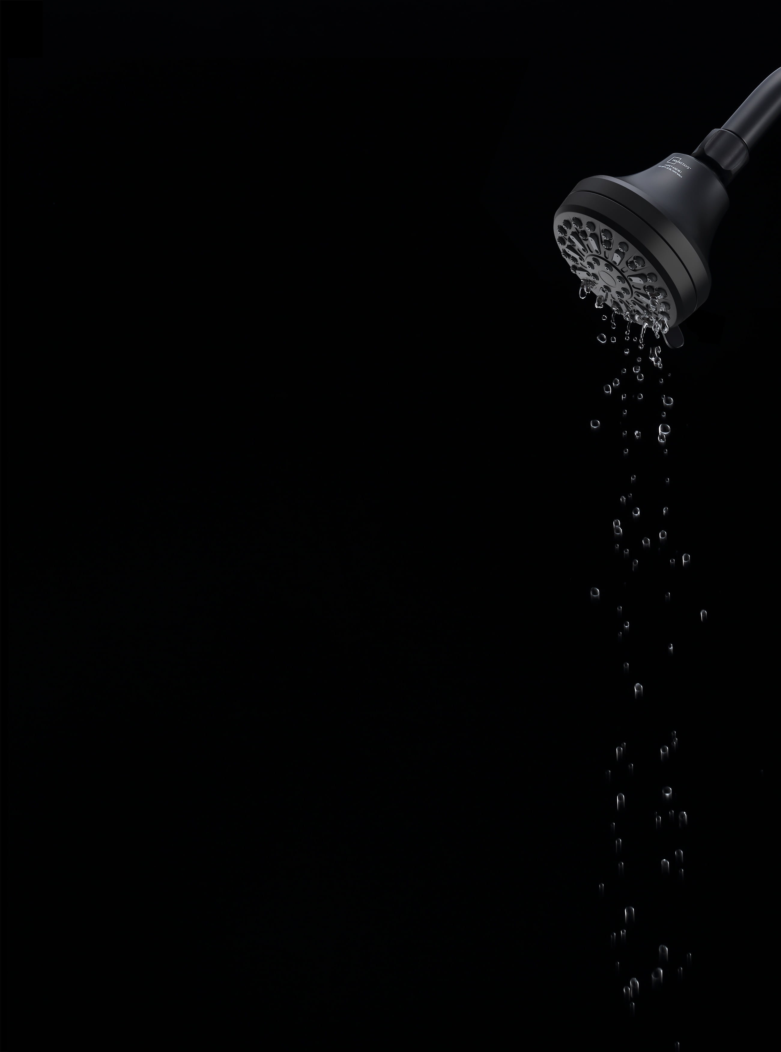 Mainstays 6-Setting Shower Head, High-Pressure Adjustable Spray (Matte Black, 3.5 in Face) 58u1n - Image 3